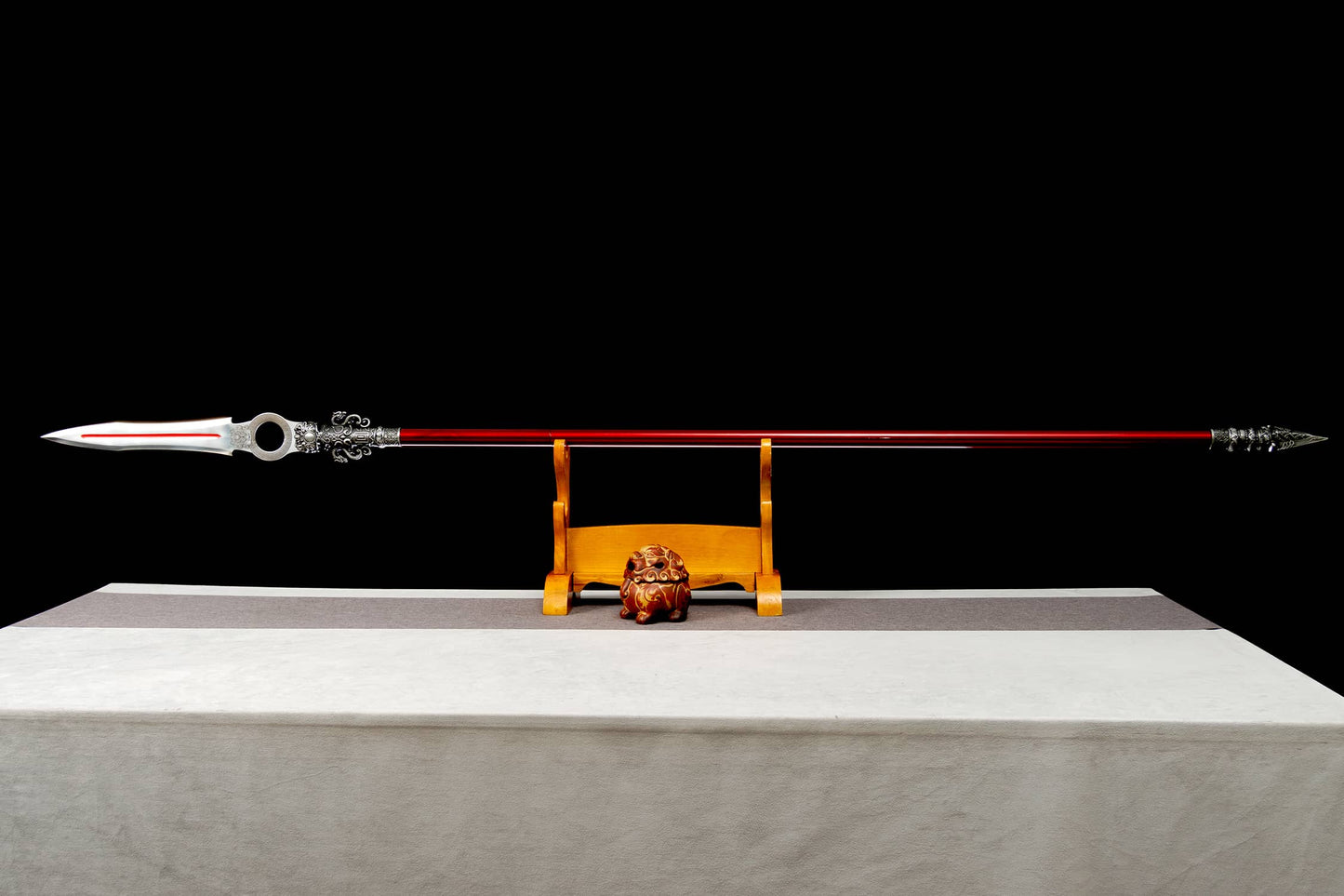 Dragon Spear,Forged Damascus Steel Spearhead,Rosewood Rod