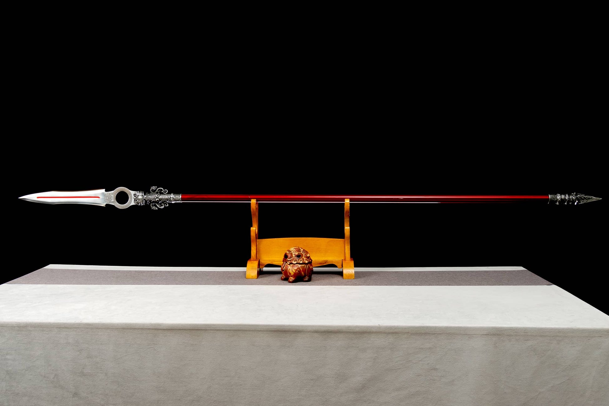 Dragon Spear,Forged Damascus Steel Spearhead,Rosewood Rod