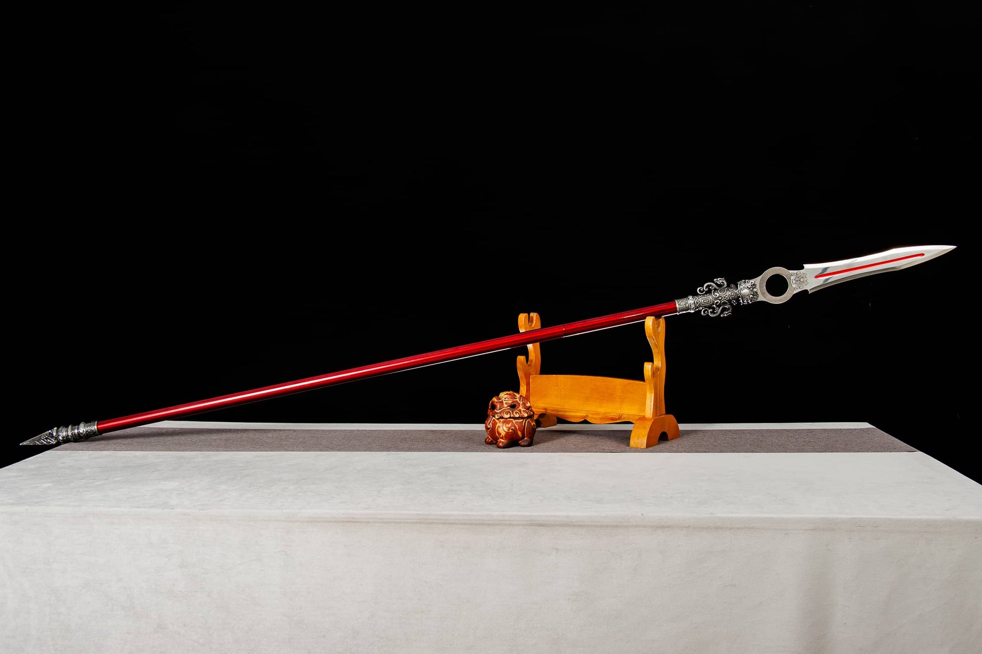 Dragon Spear,Forged Damascus Steel Spearhead,Rosewood Rod