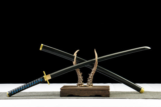 Anime Style Japanese Katana – 1045 Carbon Steel Blade with Blackened Finish