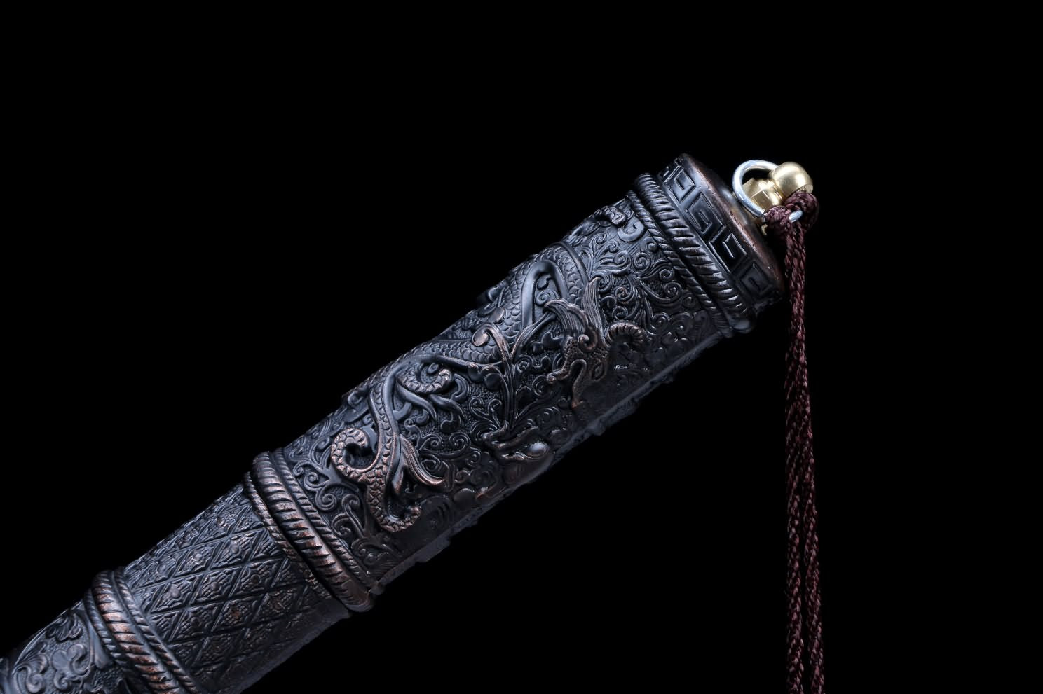 Kangxi Treasure Sword - High Carbon Steel Blade, Solid Wood Carved Scabbard