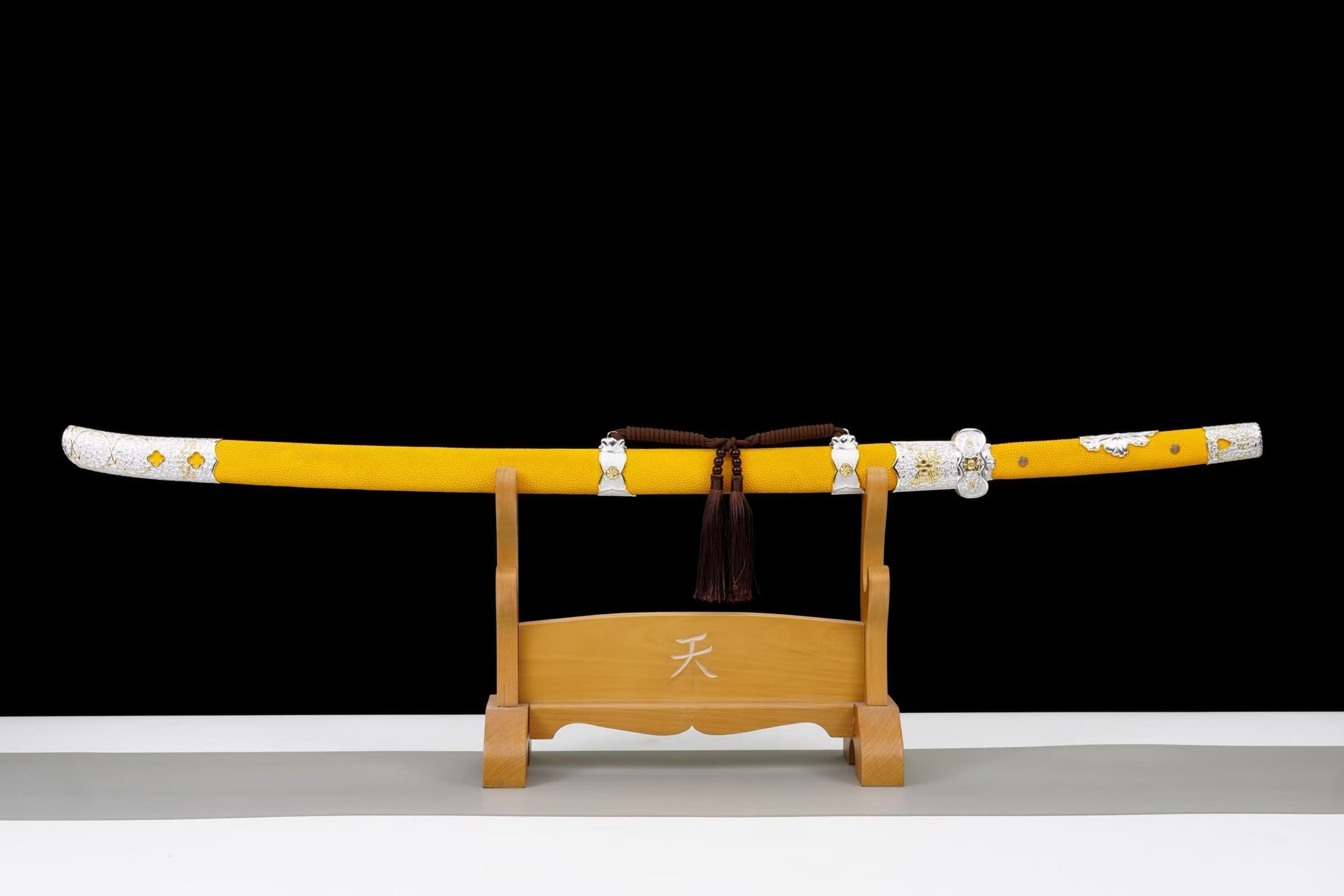 Sakura War Dao | Hand-Forged Five-Layer Steel Chinese Saber with Yellow Ray-Skin Scabbard & Gilt-Brass Fittings