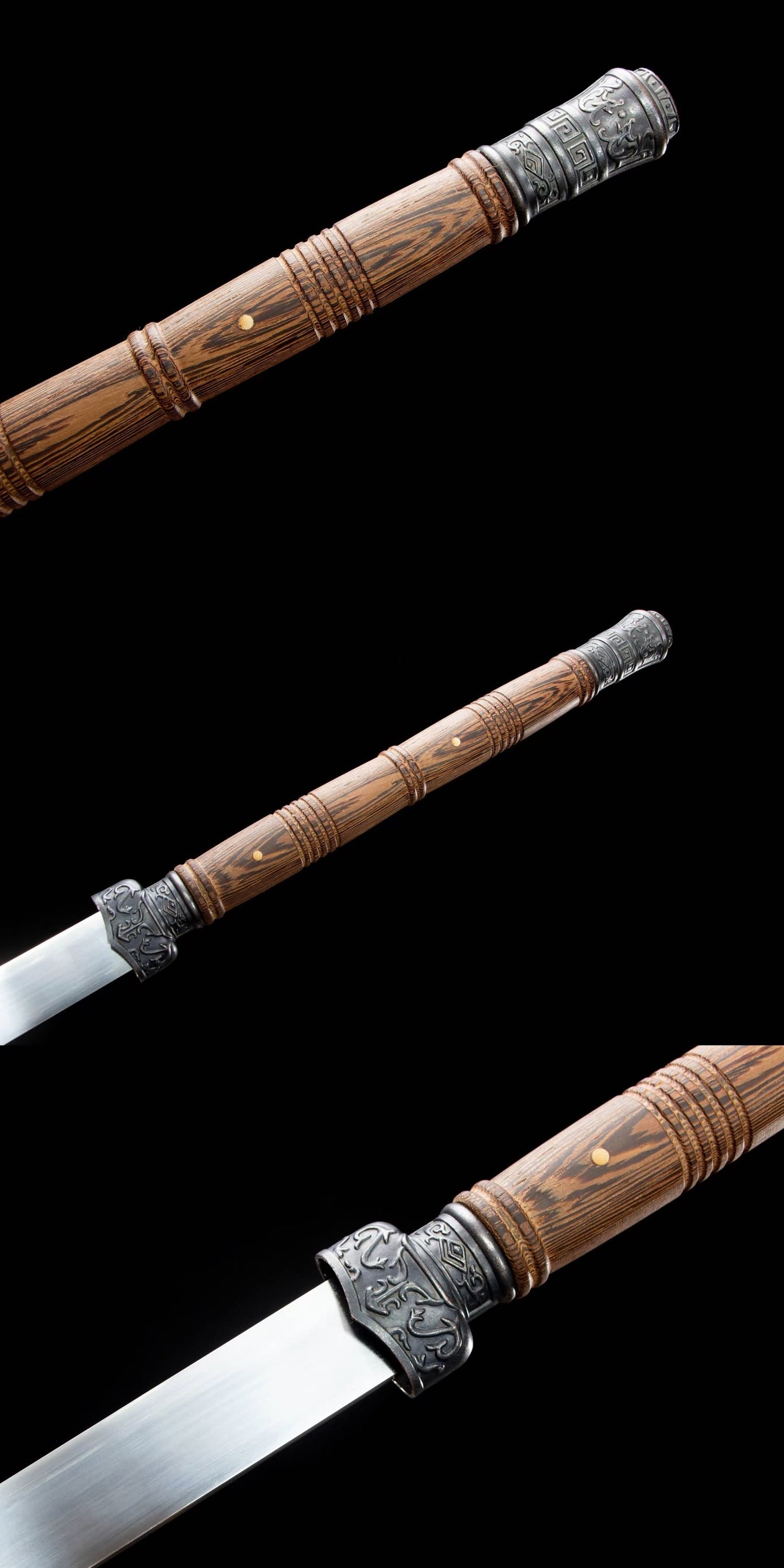 Traditional Chinese Two-Handed Sword with High Carbon Steel Blade-Rosewood Scabbard-Full Tang