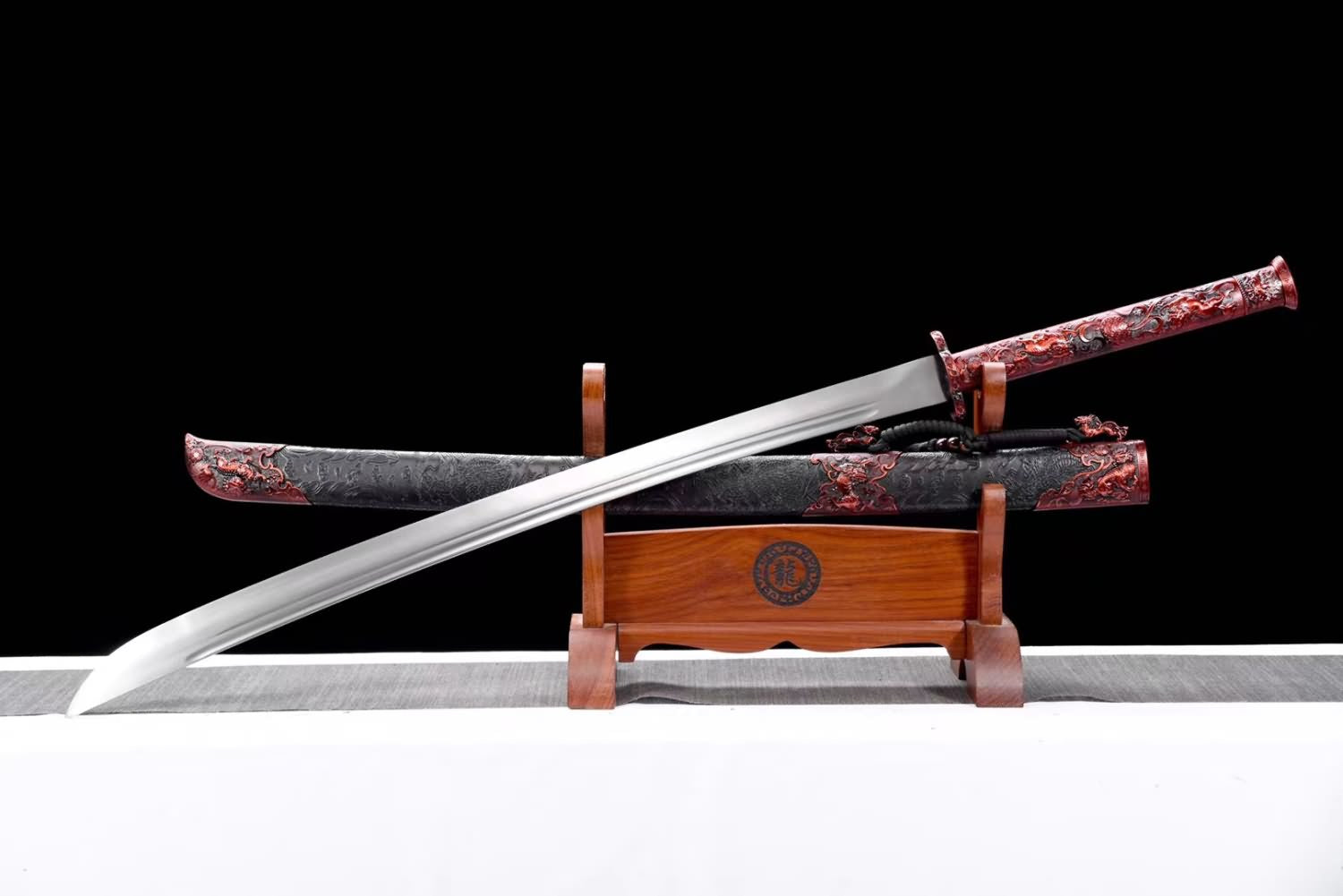 Red Spring Sword Traditional Chinese Qing Dao Sword-Spring Steel Blade,Red Alloy ...