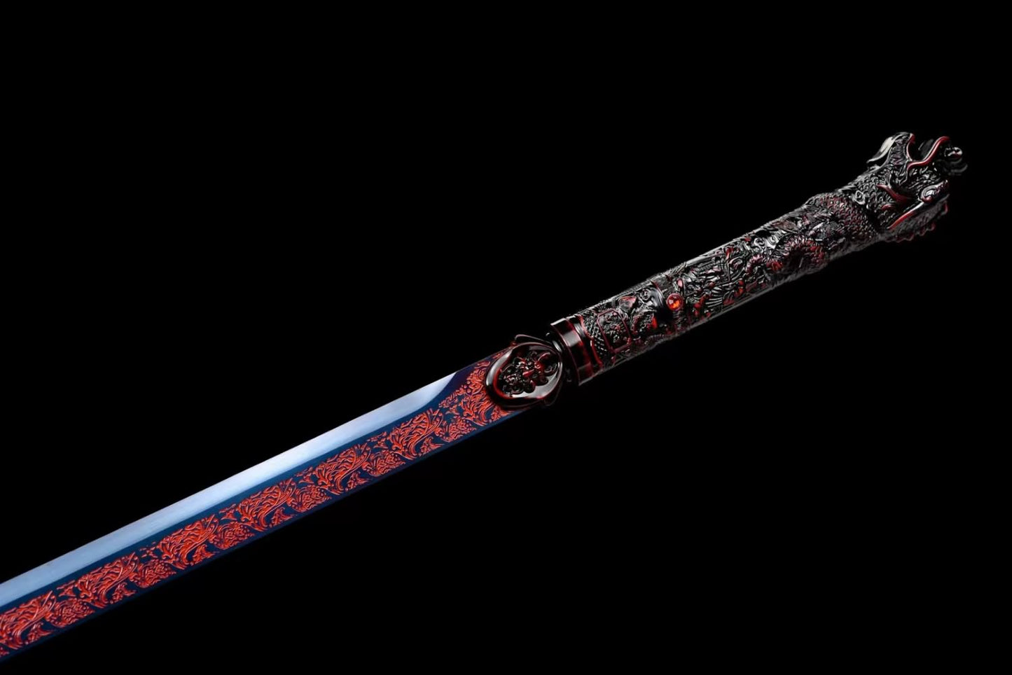 Loong Saber Sword Real Forged High Carbon Steel red Blade,Alloy Fittings
