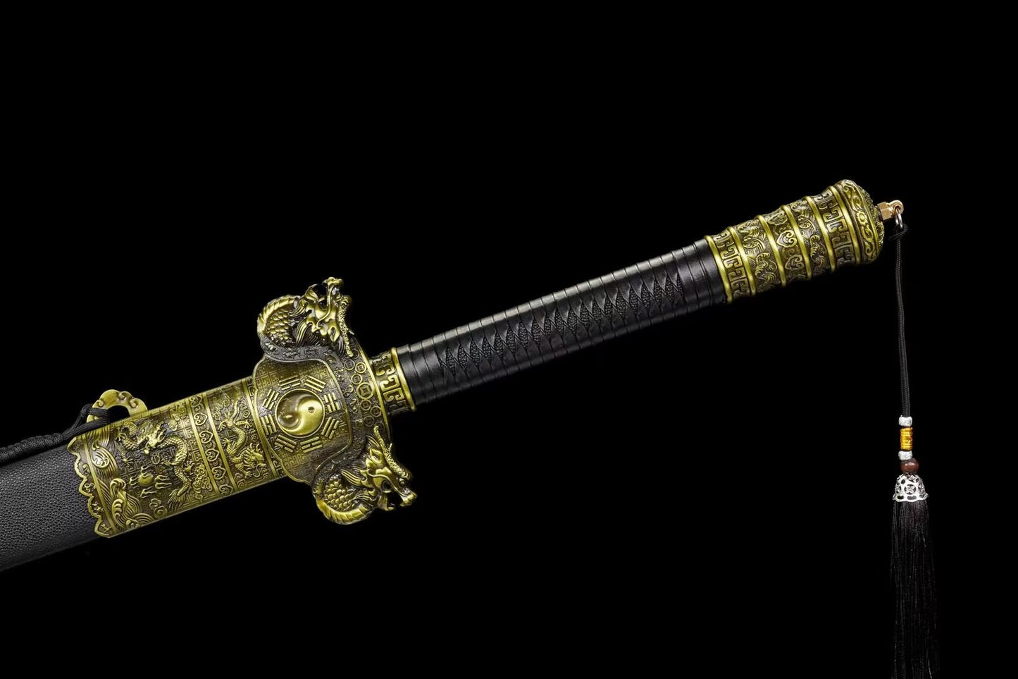 Bagua Jian | Hand-Forged High Manganese Steel Chinese Sword with Etched Blade & Leather-Wrapped Scabbard