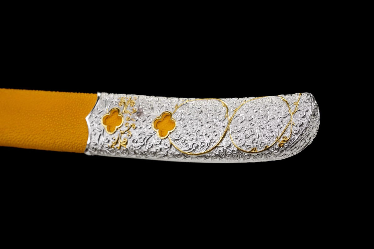 Sakura War Dao | Hand-Forged Five-Layer Steel Chinese Saber with Yellow Ray-Skin Scabbard & Gilt-Brass Fittings