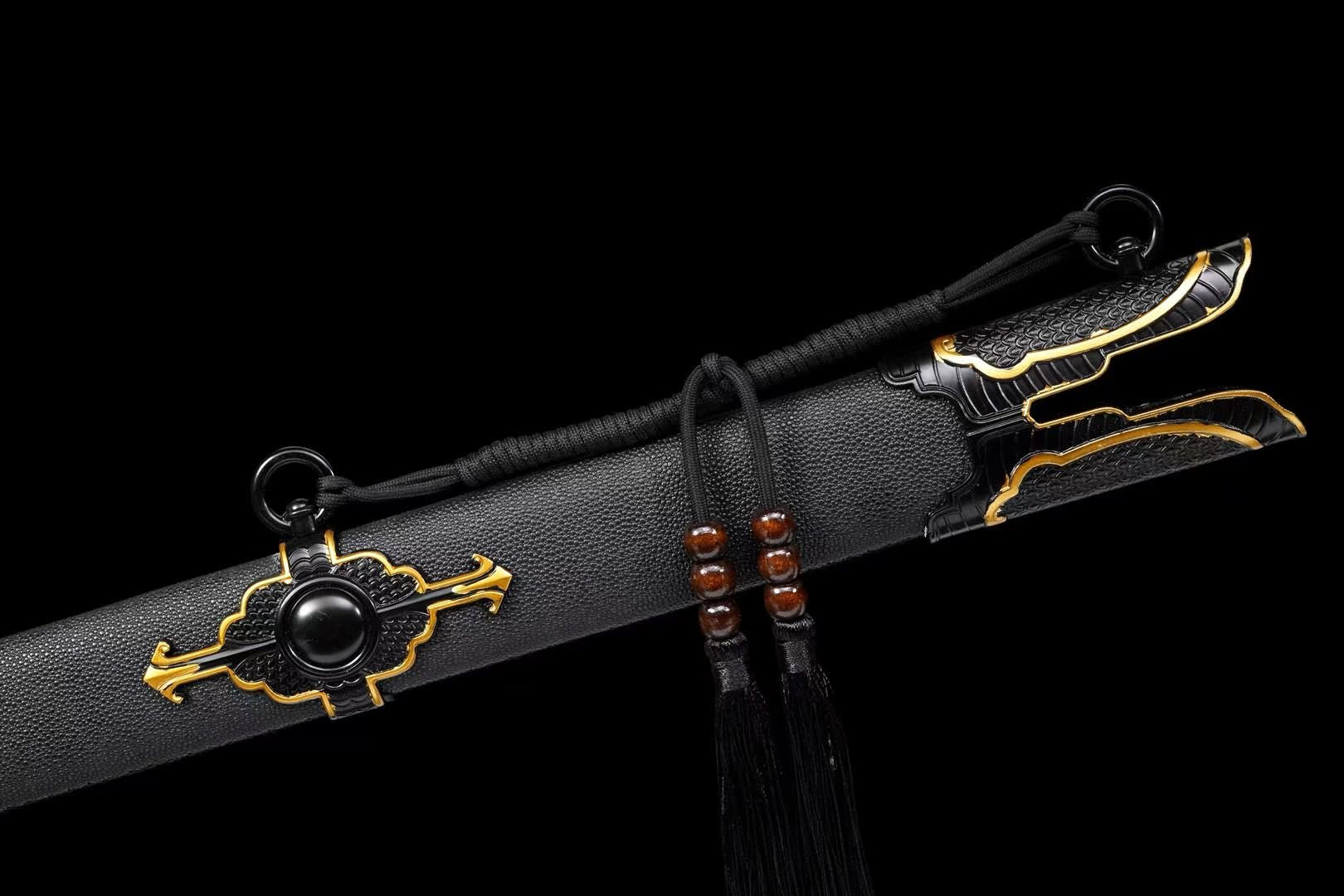 Double-Dragon Jian | Hand-Forged High Manganese Steel Chinese Sword with Dragon Engraving & Alloy Fittings