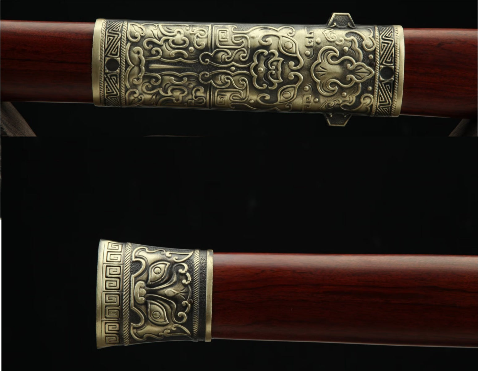Fengyun Jian – Hand-Forged Pattern Steel Chinese Sword with Brass Fittings & Rosewood Scabbard - Chinese Sword store
