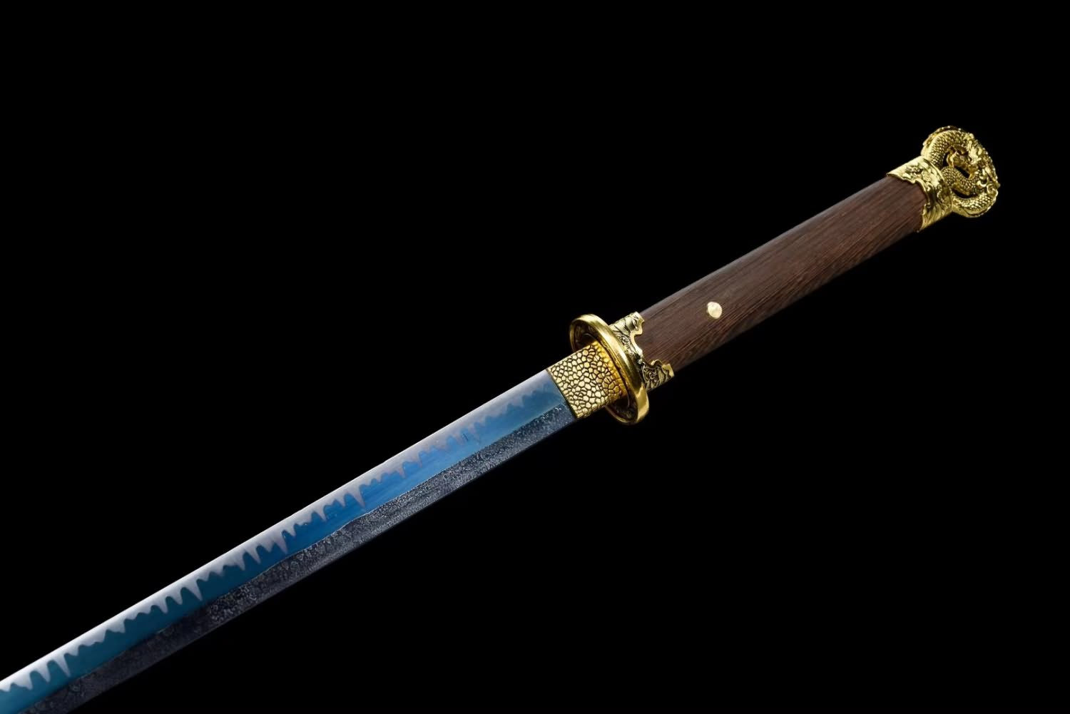 Chinese sword,Dragon Tang dao Forged high Carbon Steel Blue Blade,Alloy Fittings,Rosewood Scabbard