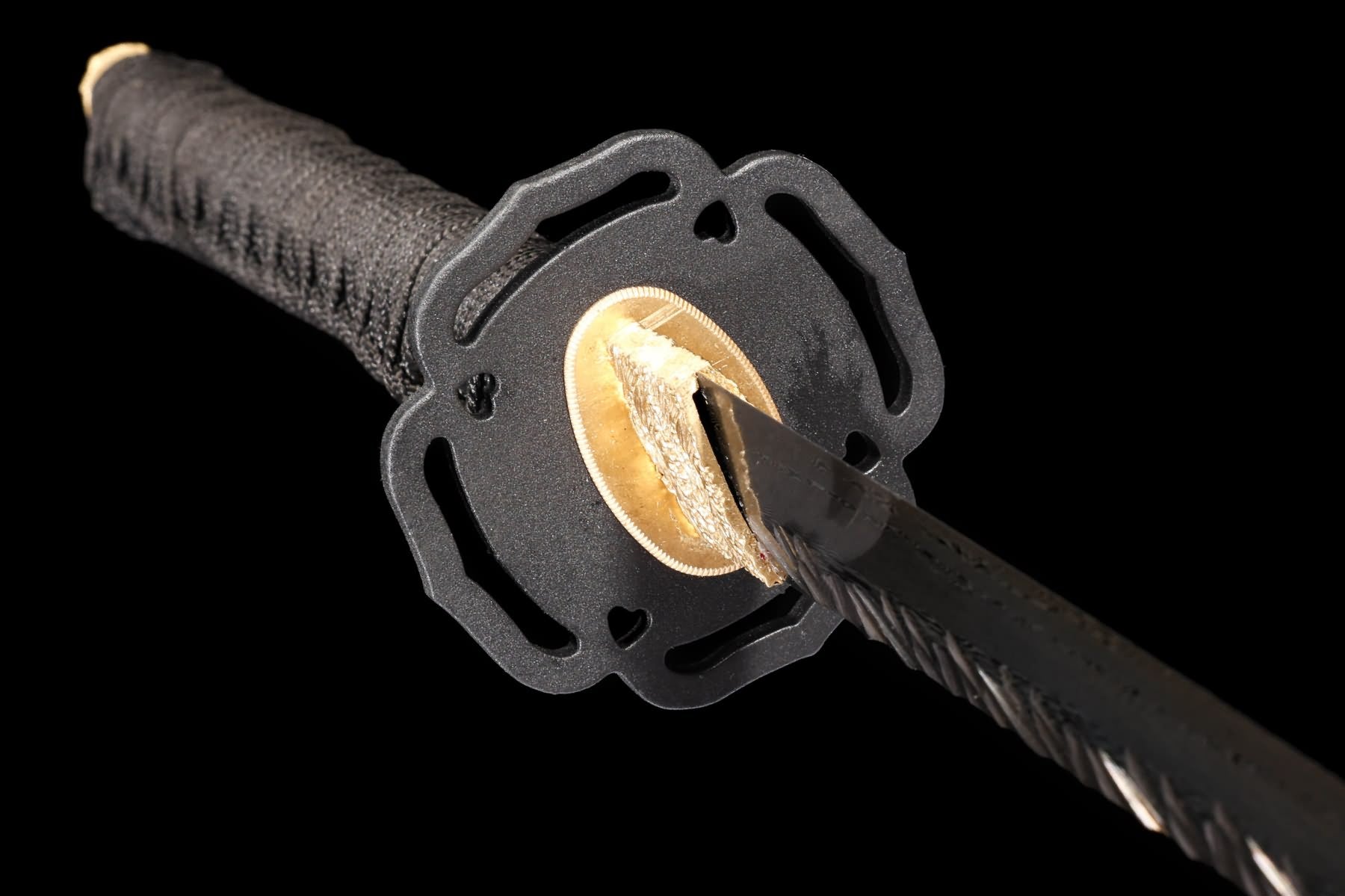 Iron tsuba with copper seppa and tang detail