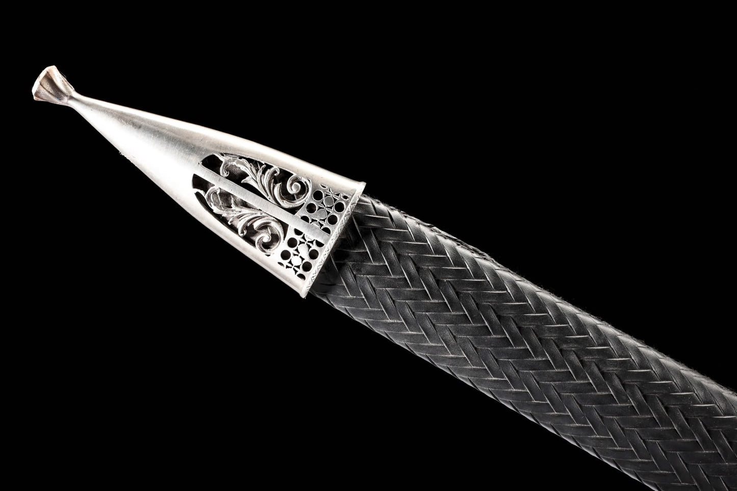 European hand-and-a-half sword decorative scabbard tip fitting