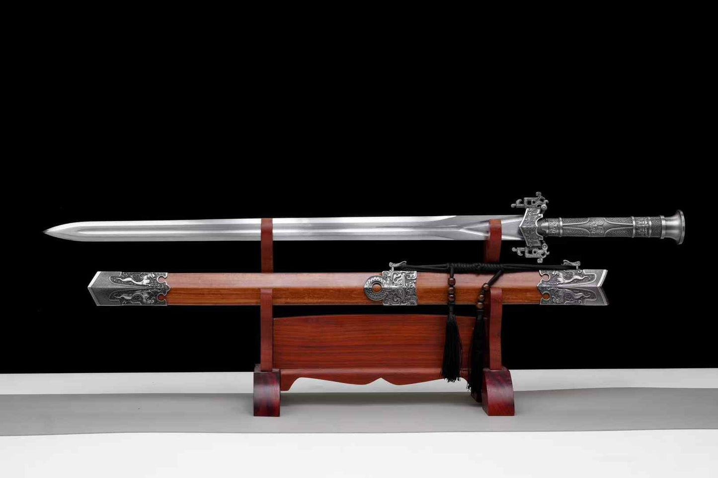 Han Jian Sword | Hand-Forged High Manganese Steel Chinese Jian with Rosewood Scabbard & Alloy Fittings