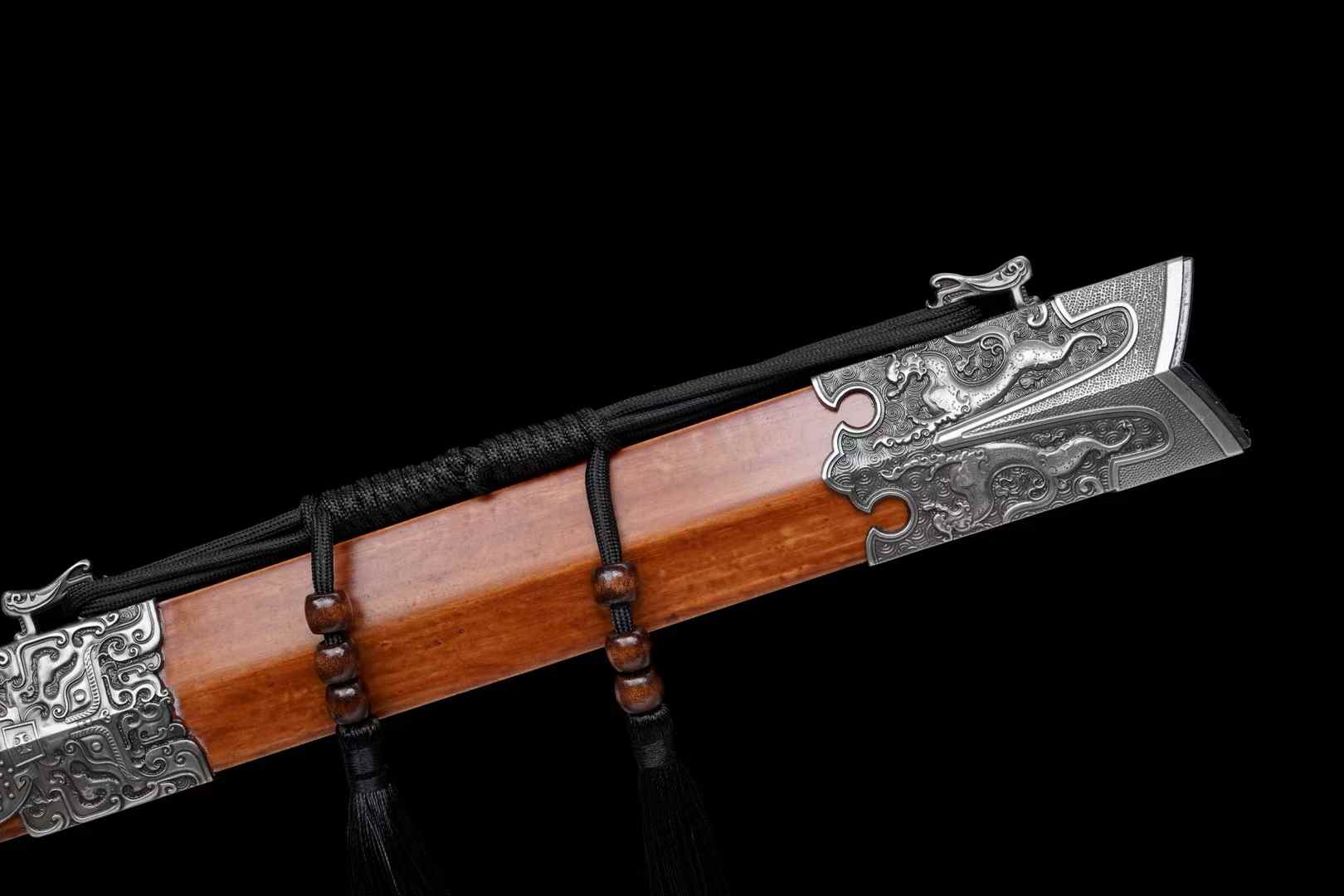 Han Jian Sword | Hand-Forged High Manganese Steel Chinese Jian with Rosewood Scabbard & Alloy Fittings