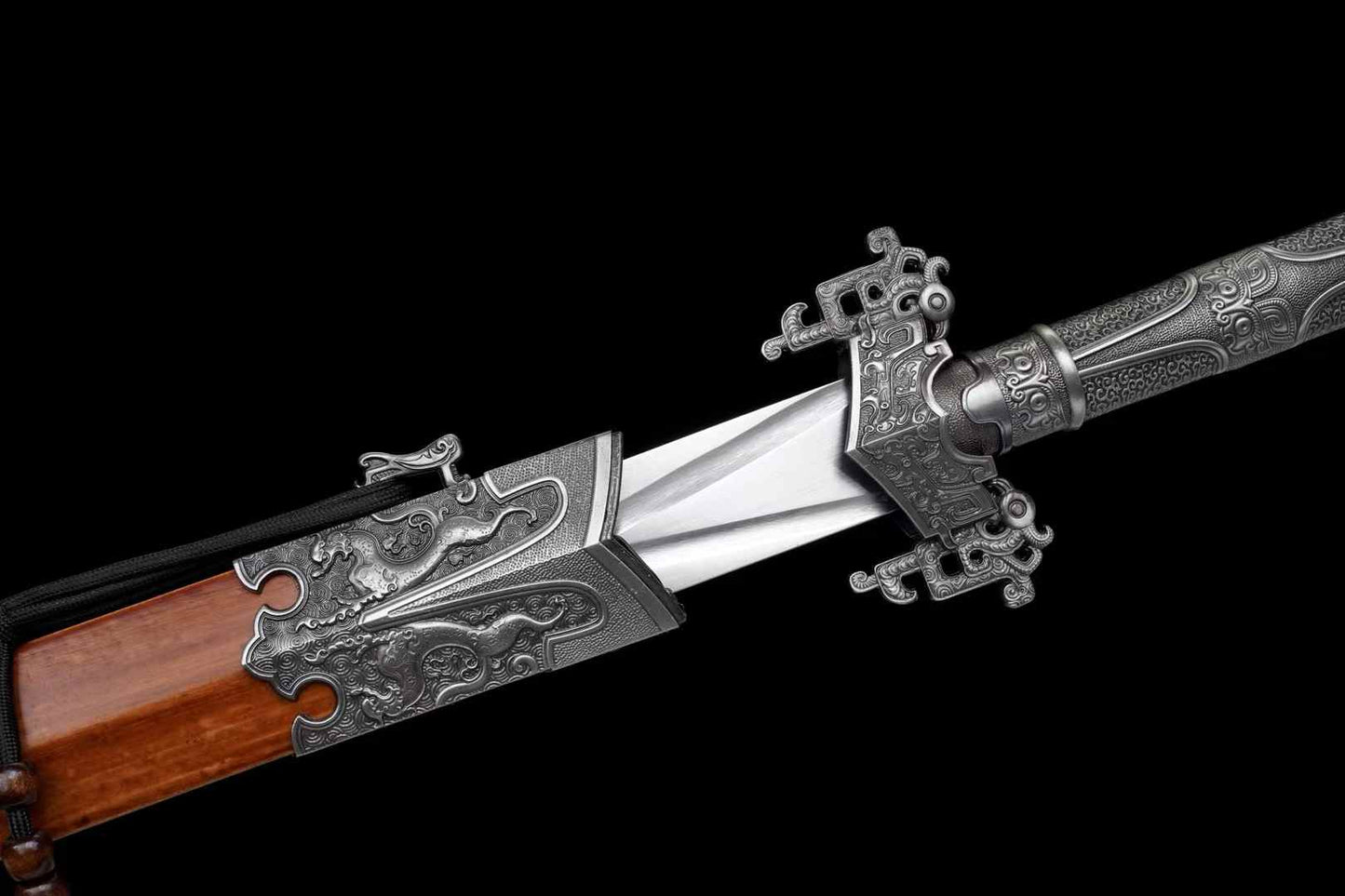 Han Jian Sword | Hand-Forged High Manganese Steel Chinese Jian with Rosewood Scabbard & Alloy Fittings