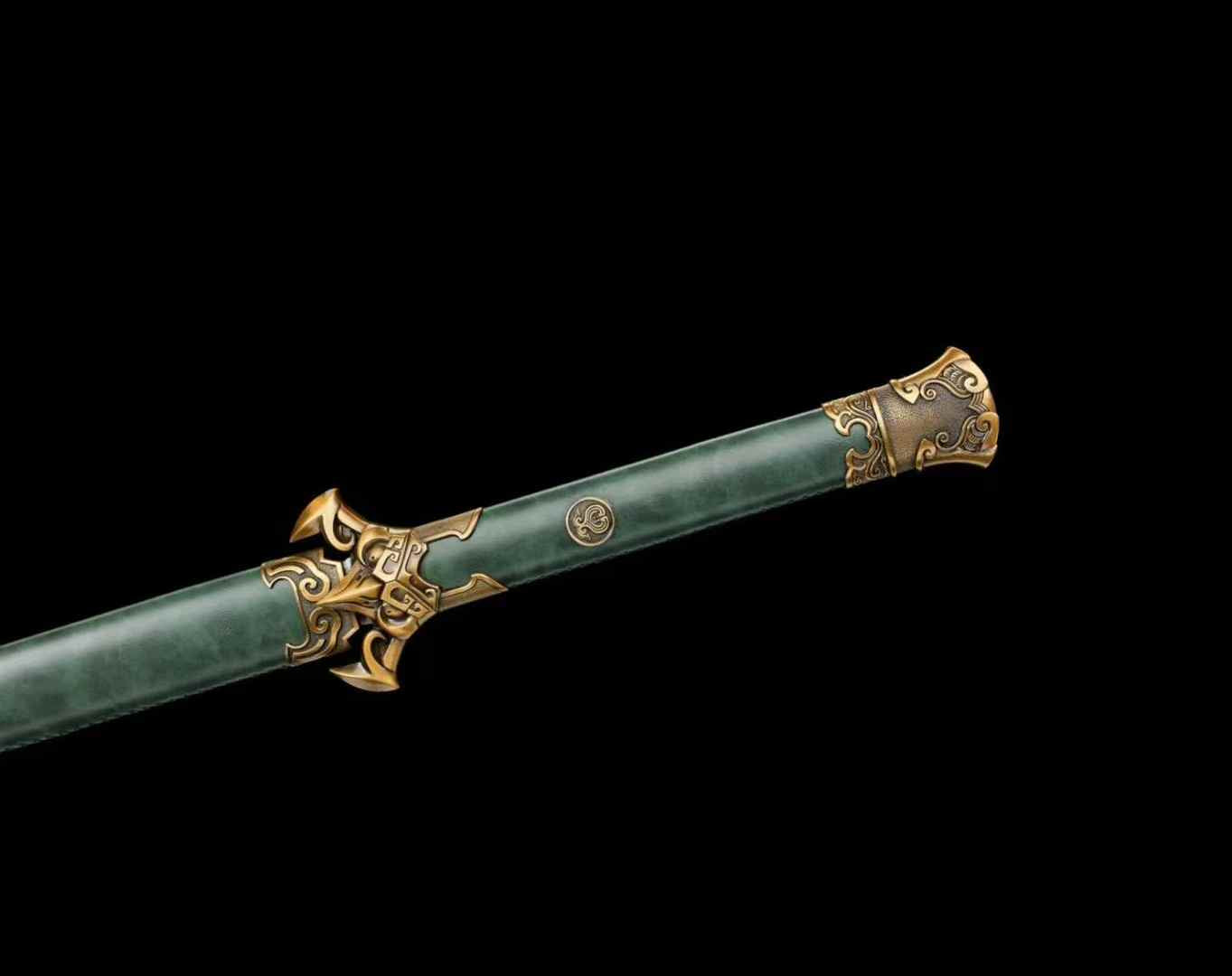Dark green Huashan Jian scabbard with alloy fittings