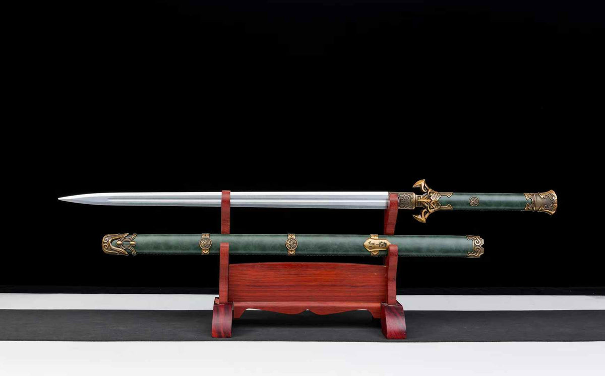Huashan Jian with dark green scabbard and alloy fittings