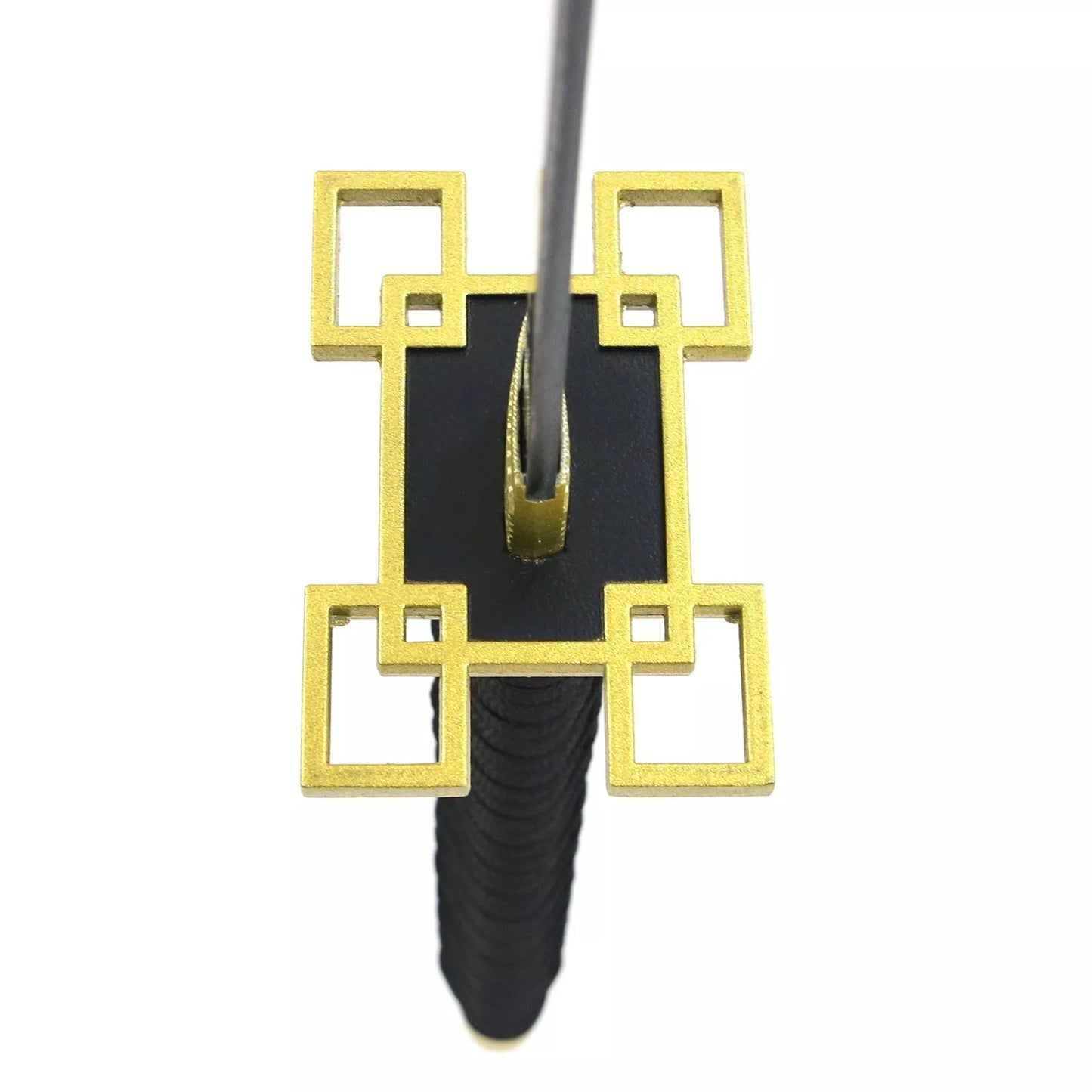 Anime-Inspired Katana – 40.6″ Manganese Steel Blade, Black & Gold with Lacquered Wood Saya