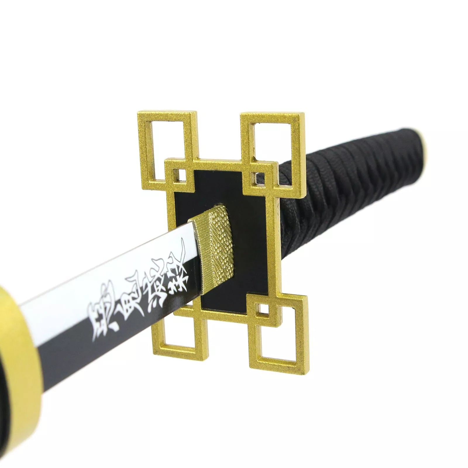 Anime-Inspired Katana – 40.6″ Manganese Steel Blade, Black & Gold with Lacquered Wood Saya