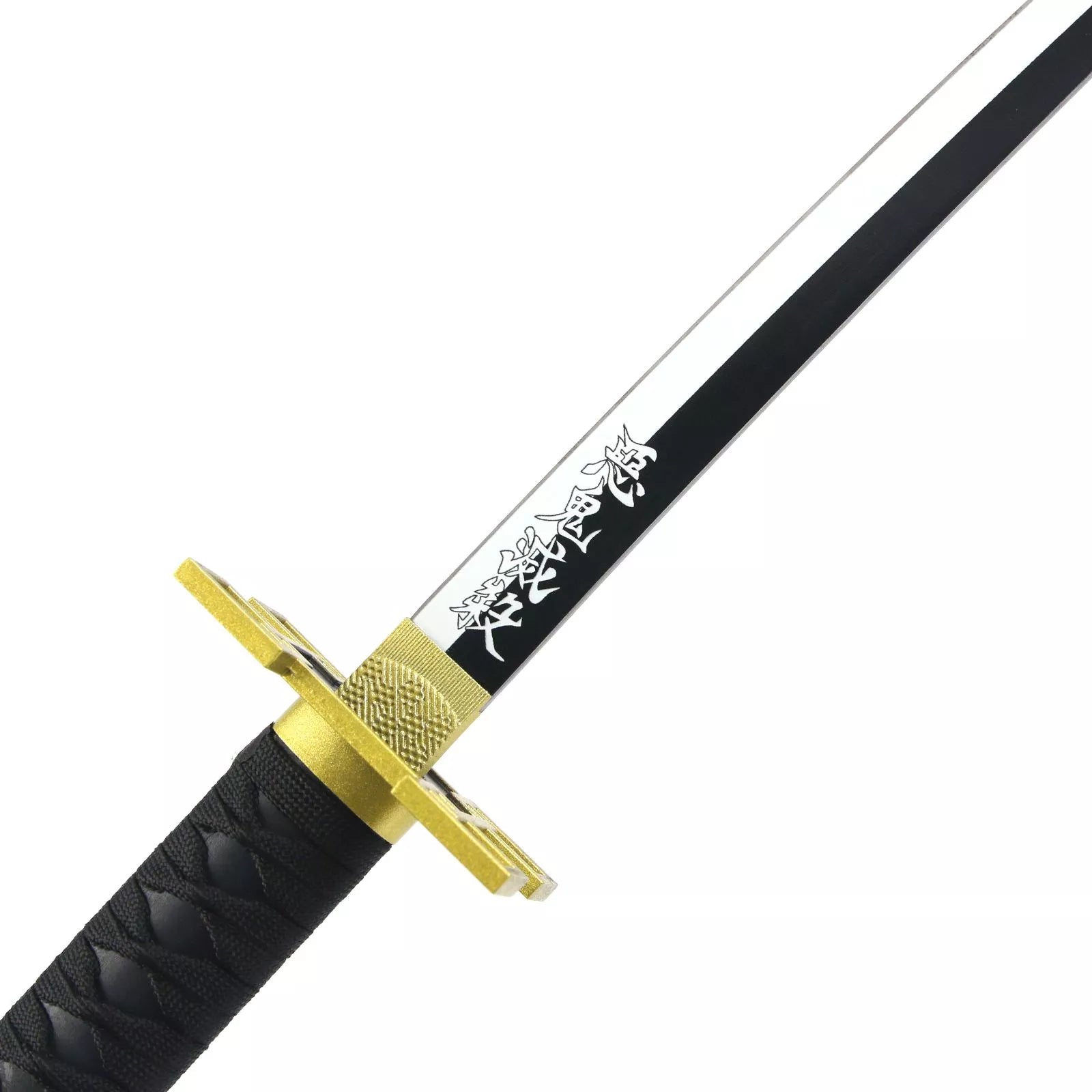 Anime-Inspired Katana – 40.6″ Manganese Steel Blade, Black & Gold with Lacquered Wood Saya