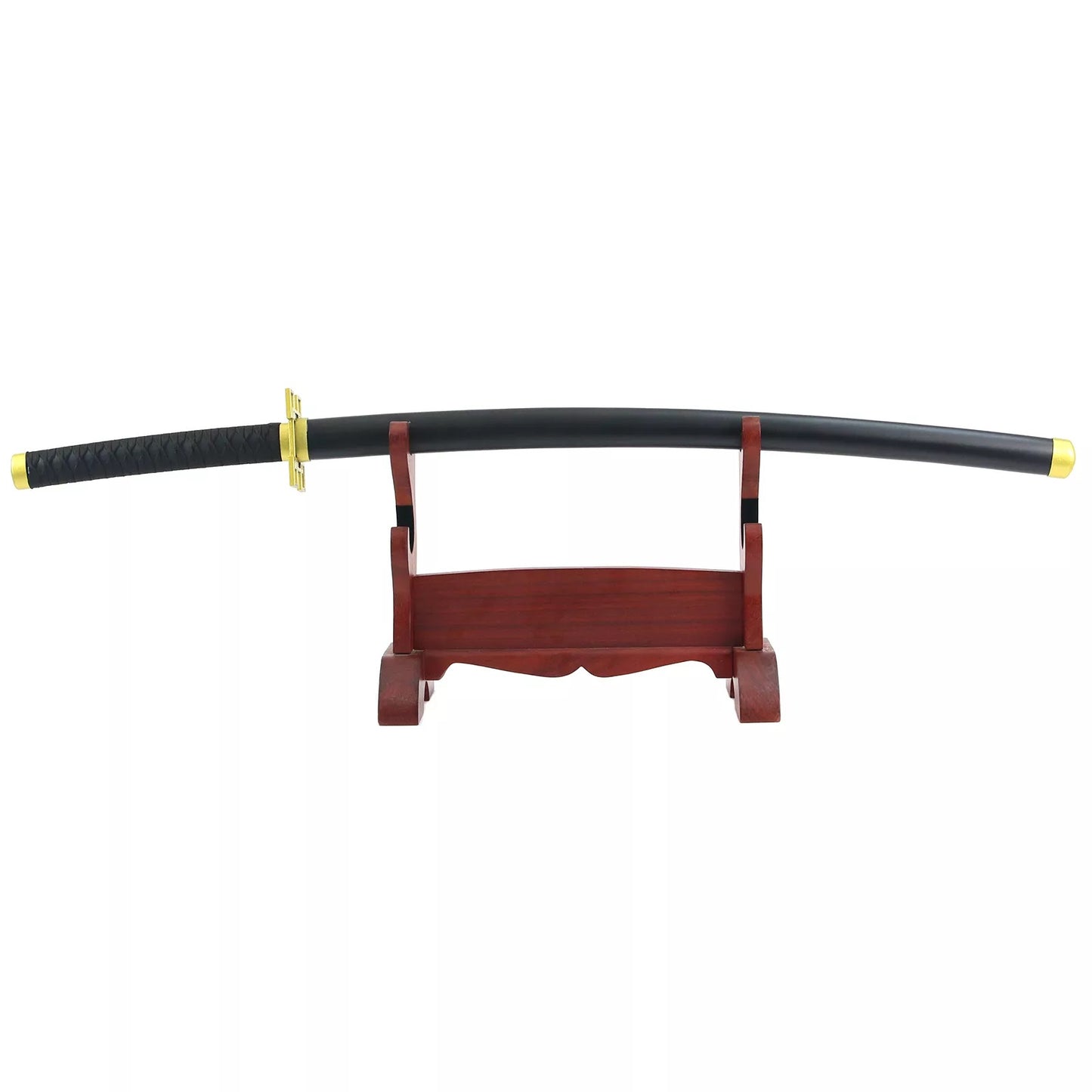 Anime-Inspired Katana – 40.6″ Manganese Steel Blade, Black & Gold with Lacquered Wood Saya