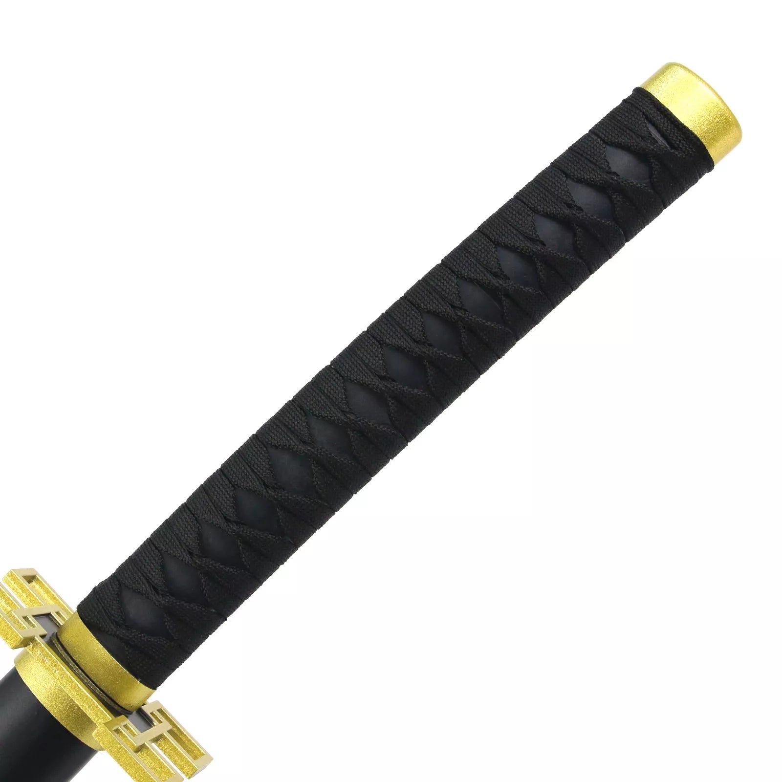 Anime-Inspired Katana – 40.6″ Manganese Steel Blade, Black & Gold with Lacquered Wood Saya