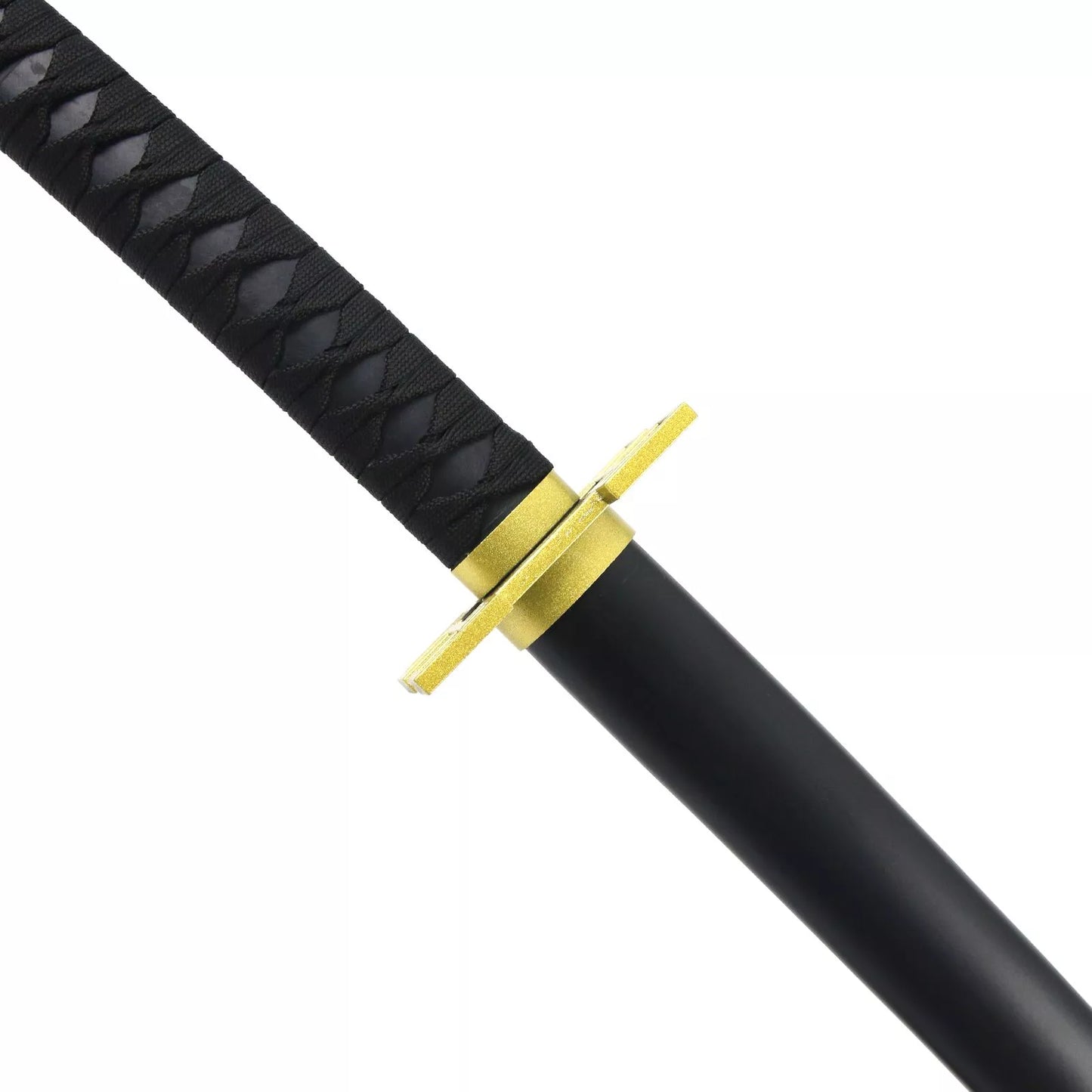 Anime-Inspired Katana – 40.6″ Manganese Steel Blade, Black & Gold with Lacquered Wood Saya