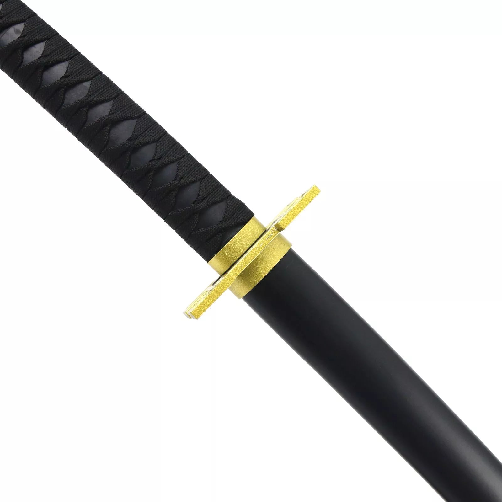 Anime-Inspired Katana – 40.6″ Manganese Steel Blade, Black & Gold with Lacquered Wood Saya