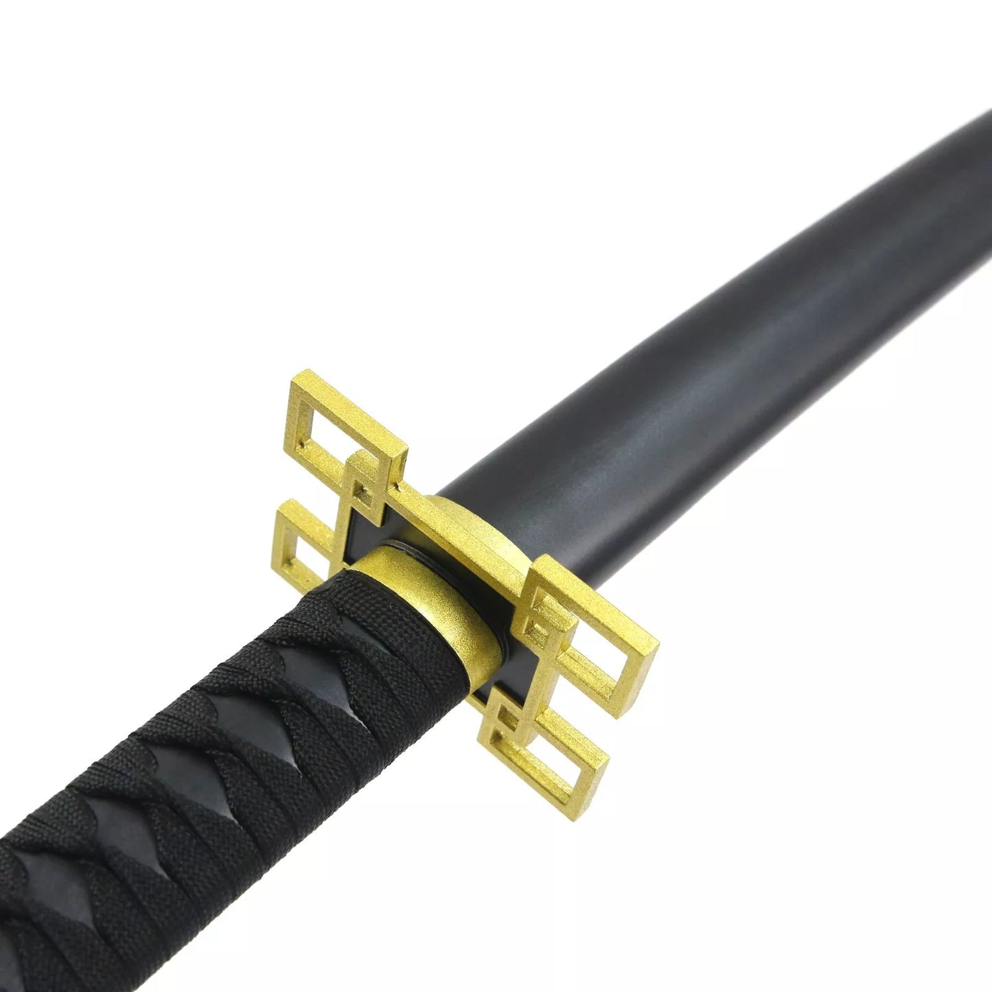 Anime-Inspired Katana – 40.6″ Manganese Steel Blade, Black & Gold with Lacquered Wood Saya