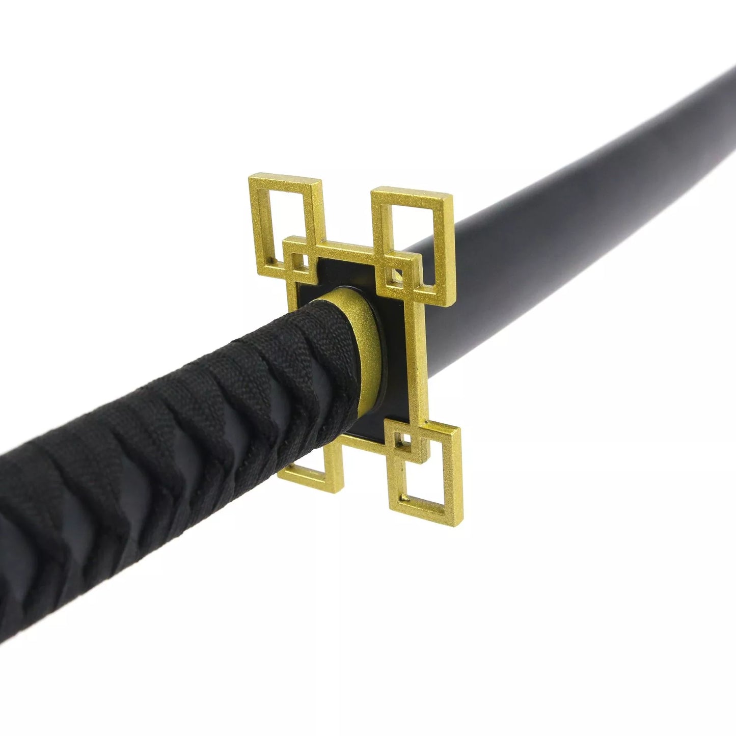 Anime-Inspired Katana – 40.6″ Manganese Steel Blade, Black & Gold with Lacquered Wood Saya