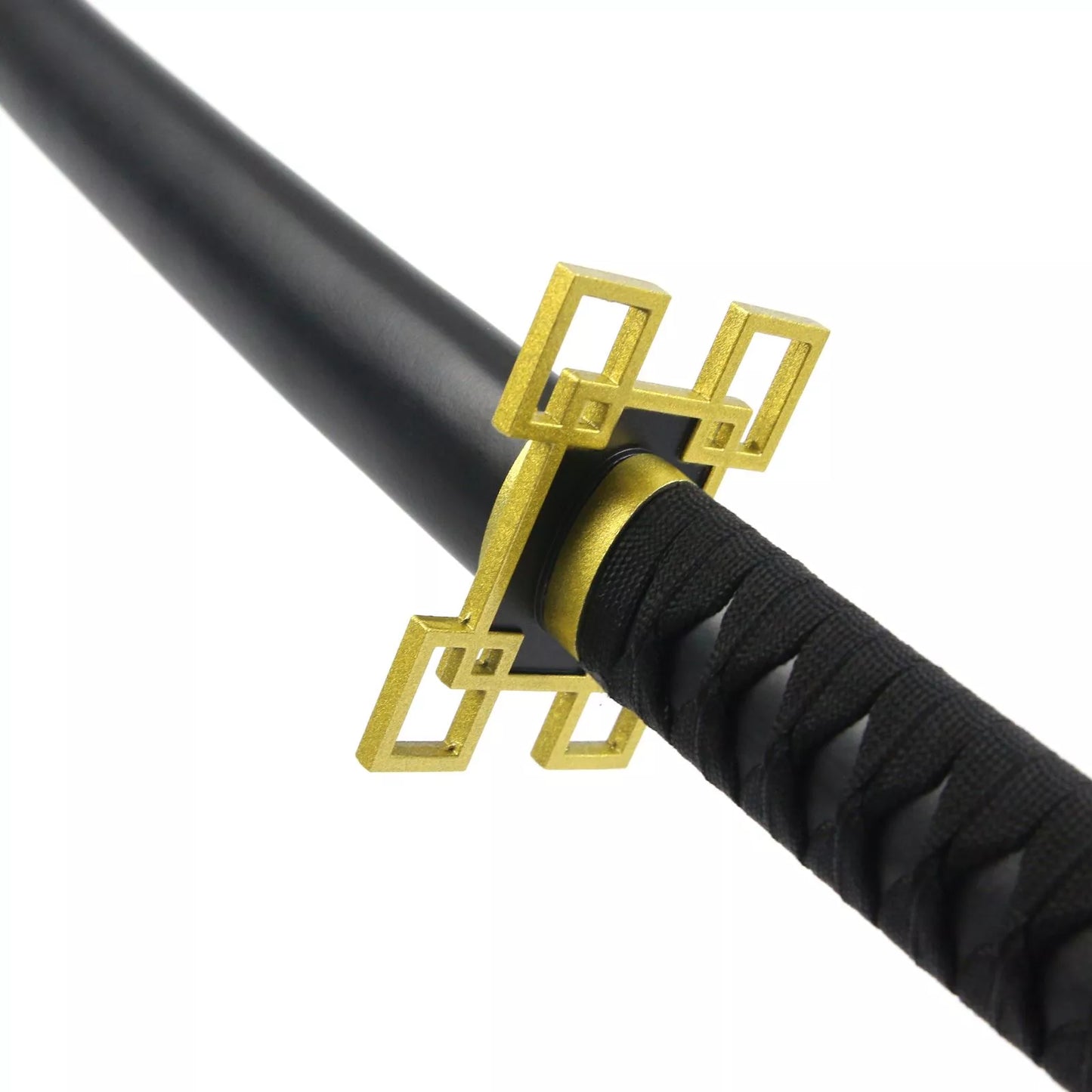 Anime-Inspired Katana – 40.6″ Manganese Steel Blade, Black & Gold with Lacquered Wood Saya