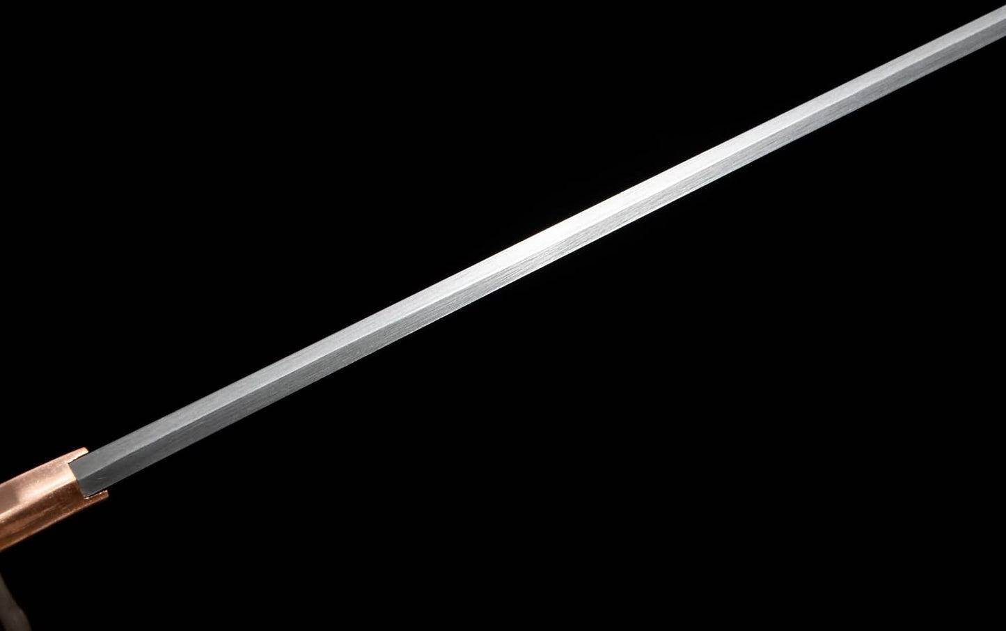 Wootz Steel Hamon Katana – 40.9″ with Red Speckled Lacquer Saya, Gilt Brass & Silver Fittings