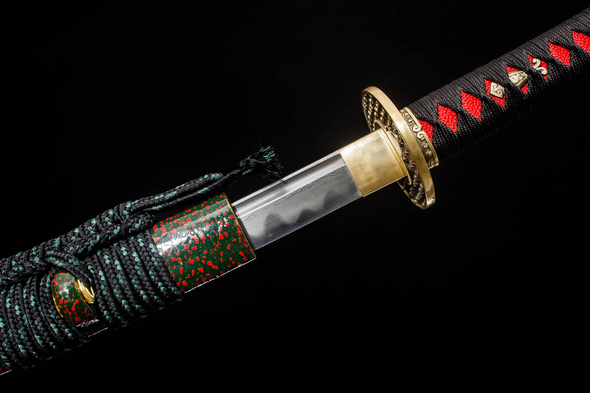 Hand-Forged Pattern Steel Katana with Narcissus Lacquered Saya | 41" Floral Samurai Sword