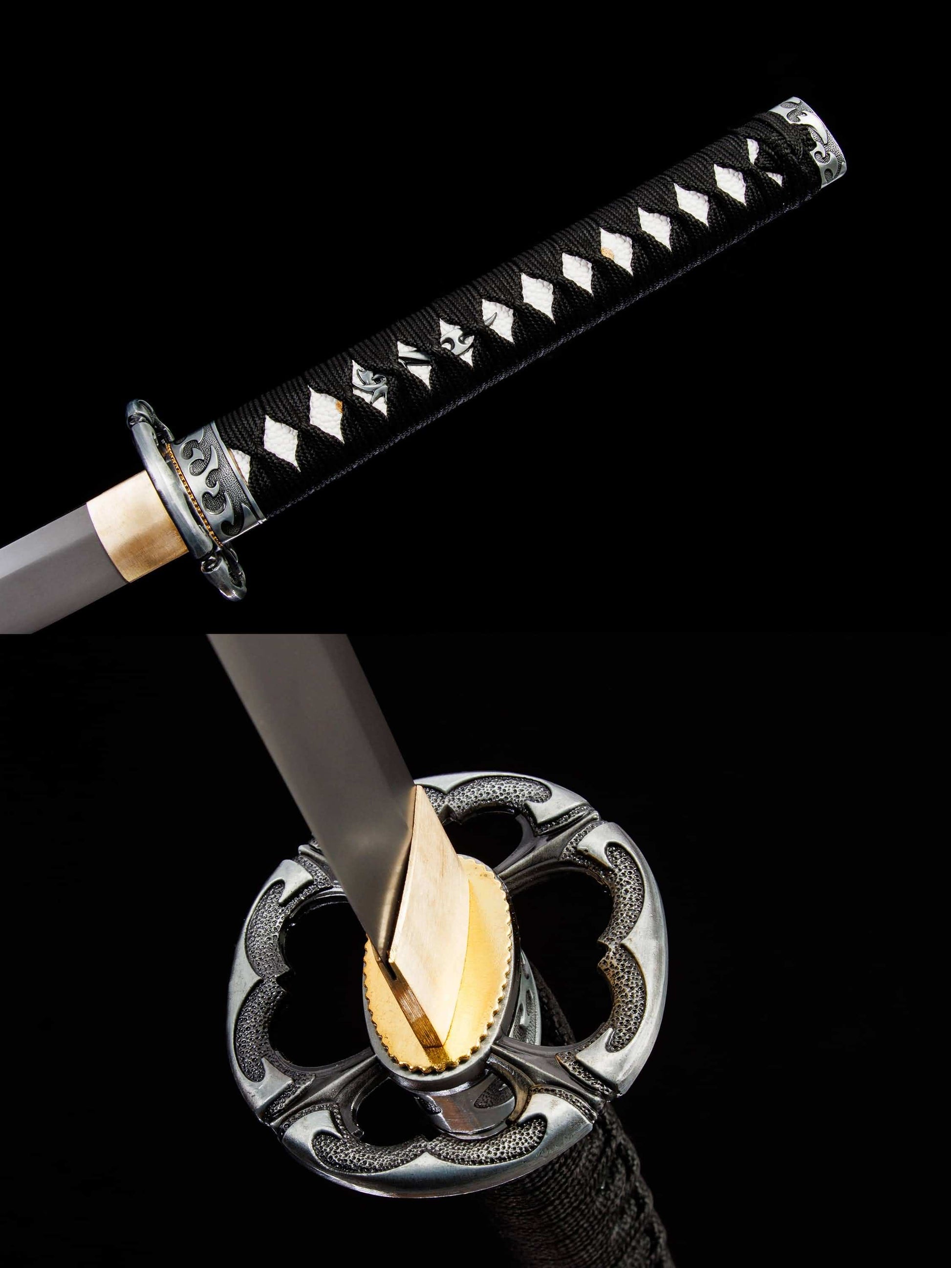 chidori shisui katana with titanium finish and cord wrapped handle