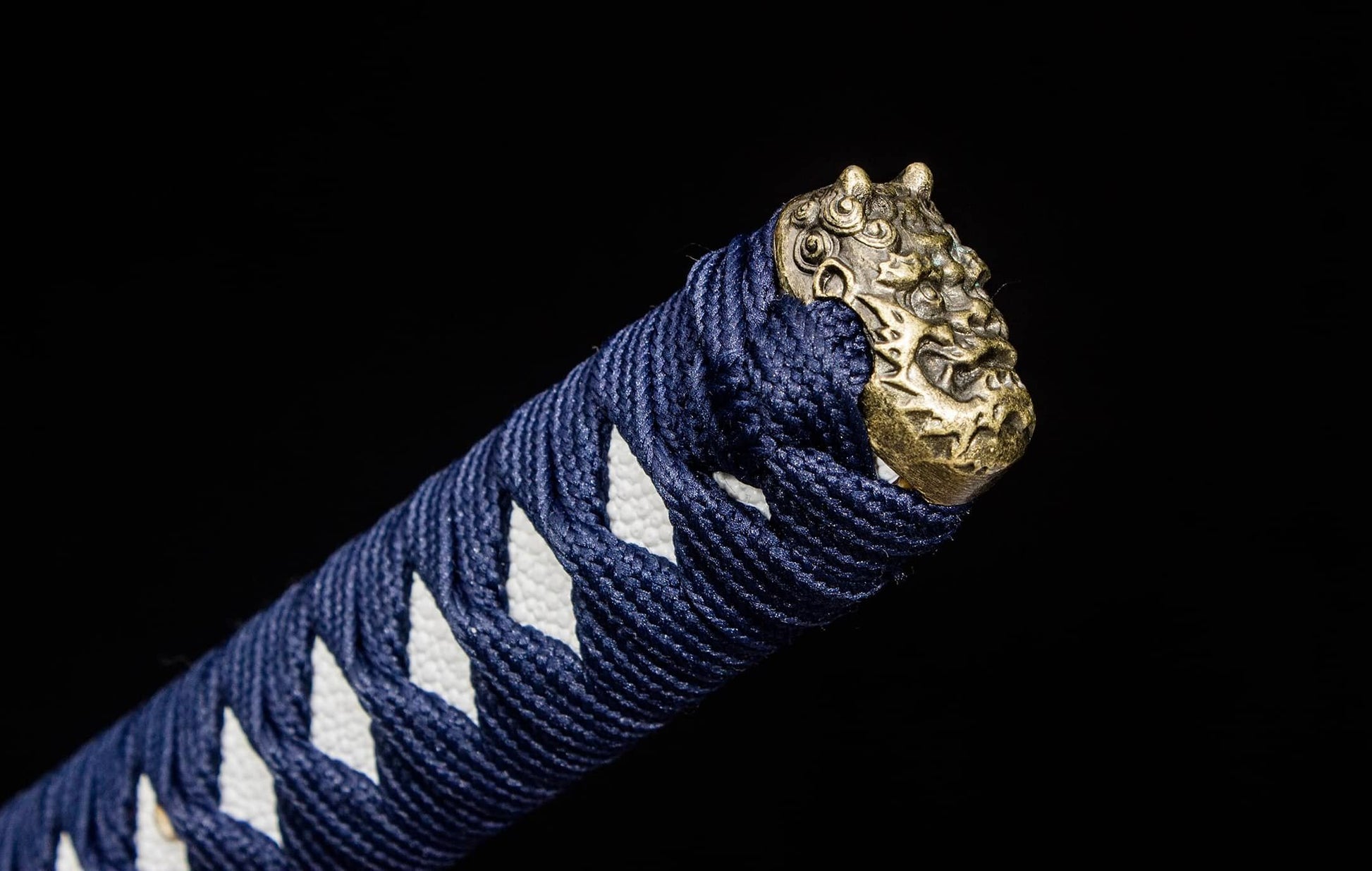 Blue Crackle-Lacquer Saya Katana – 41.1″ Manganese Steel, Indigo Cord Wrap