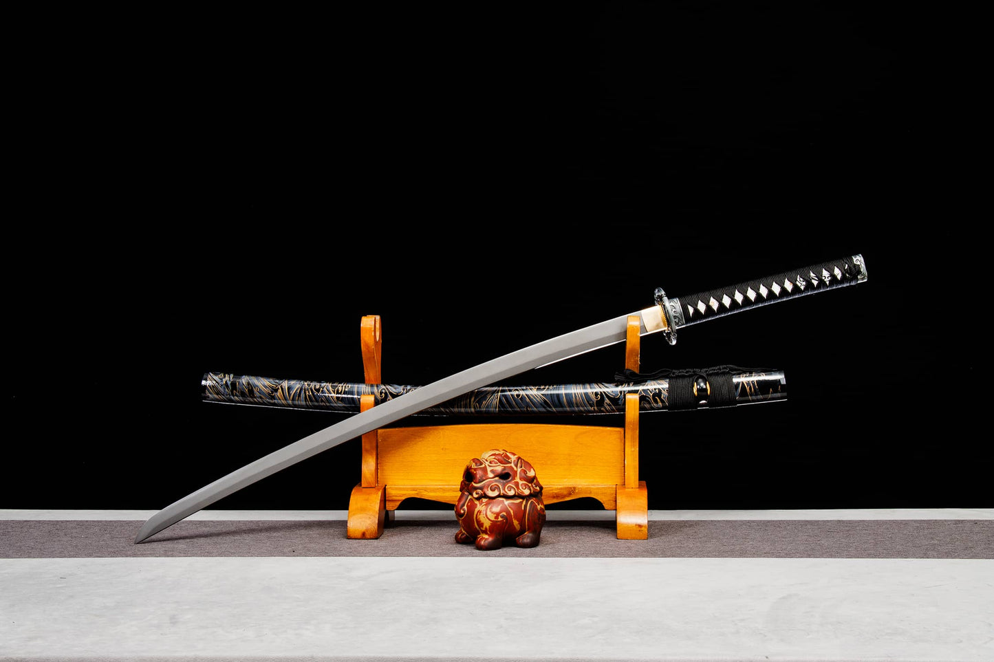 chidori shisui katana with titanium finish and cord wrapped handle