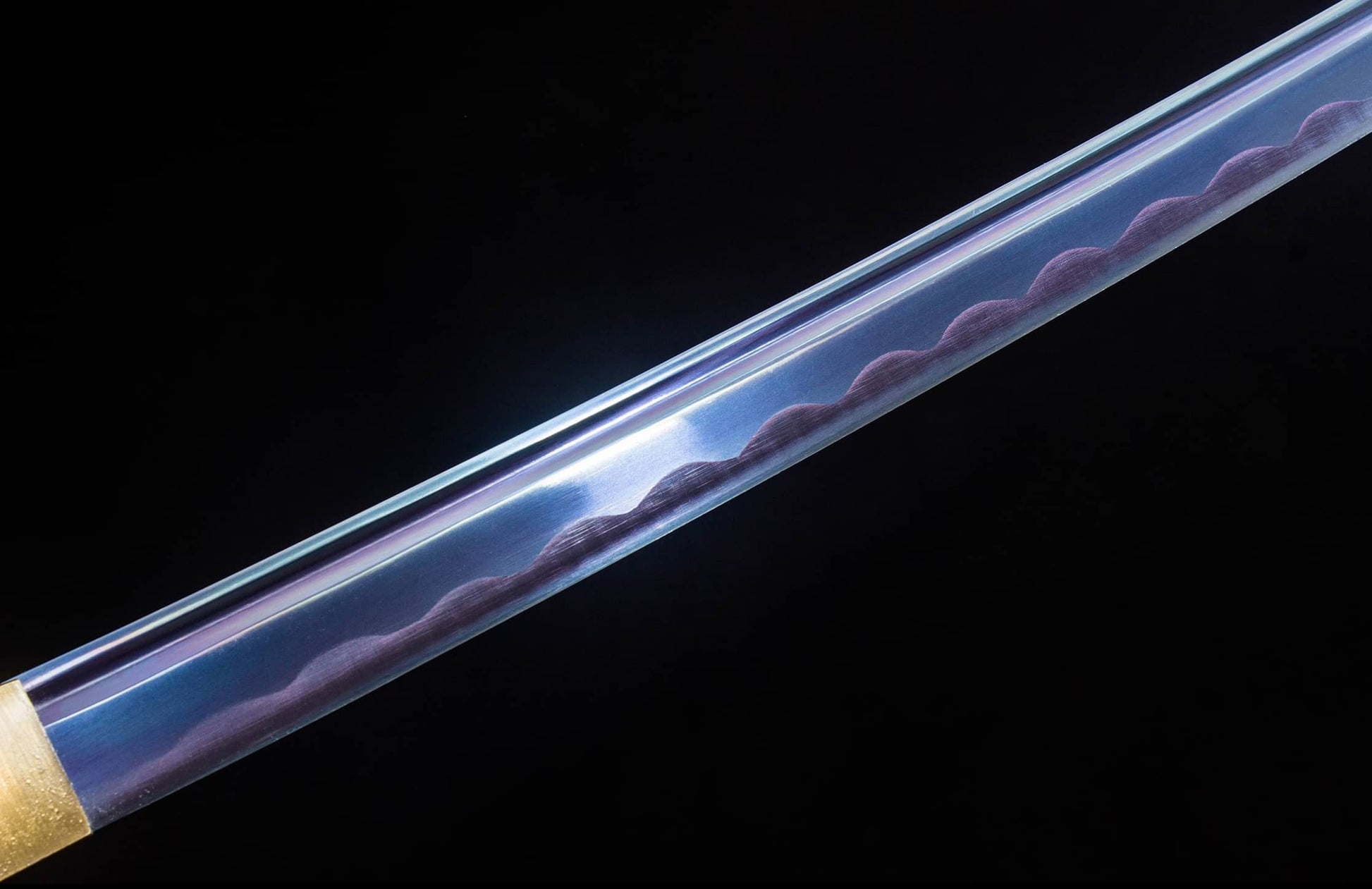 Blue Crackle-Lacquer Saya Katana – 41.1″ Manganese Steel, Indigo Cord Wrap