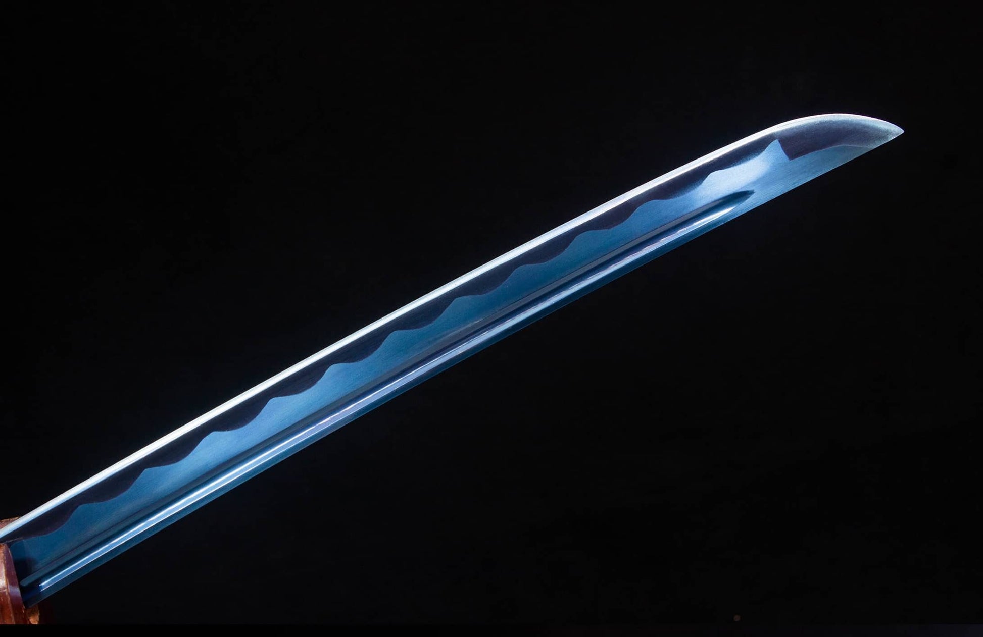 Blue Crackle-Lacquer Saya Katana – 41.1″ Manganese Steel, Indigo Cord Wrap