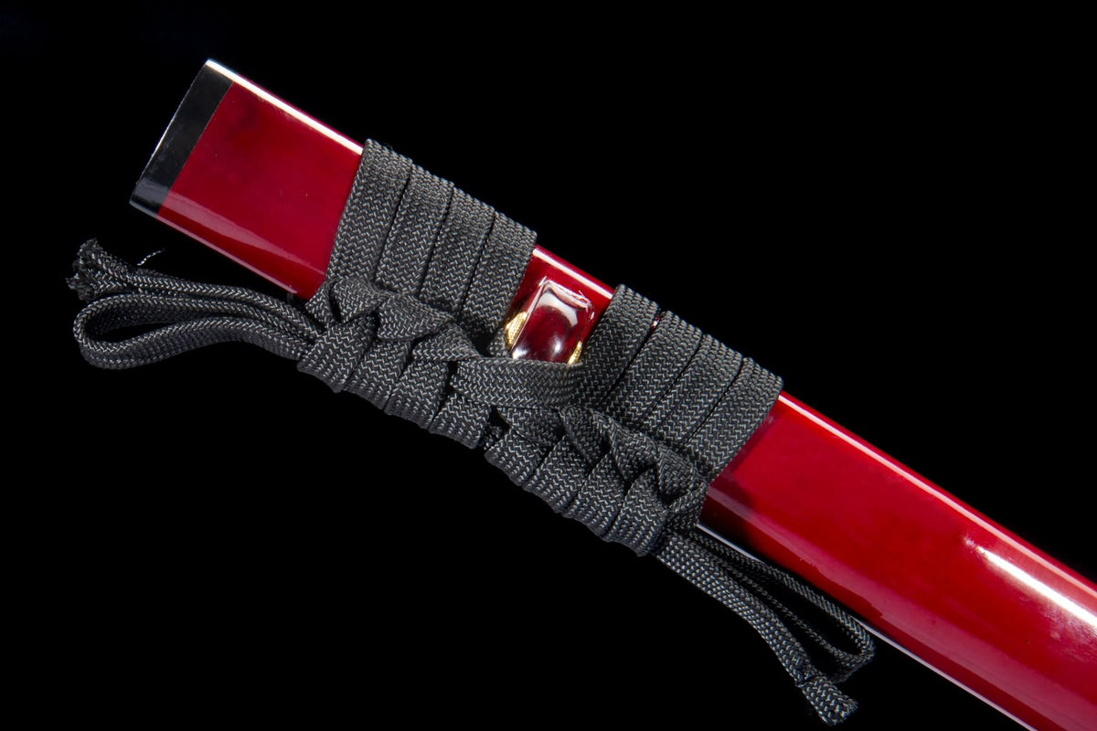 Purple Feather-Pattern Katana – T10 Folded Steel with Gilded Copper Fittings