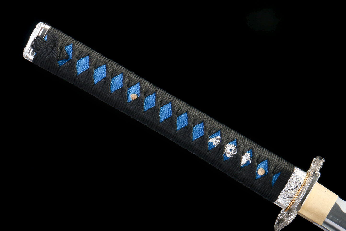 Blue Lightning Katana Sword – 1045 Steel Blade with Gloss Lacquer Scabbard & Full Tang Construction