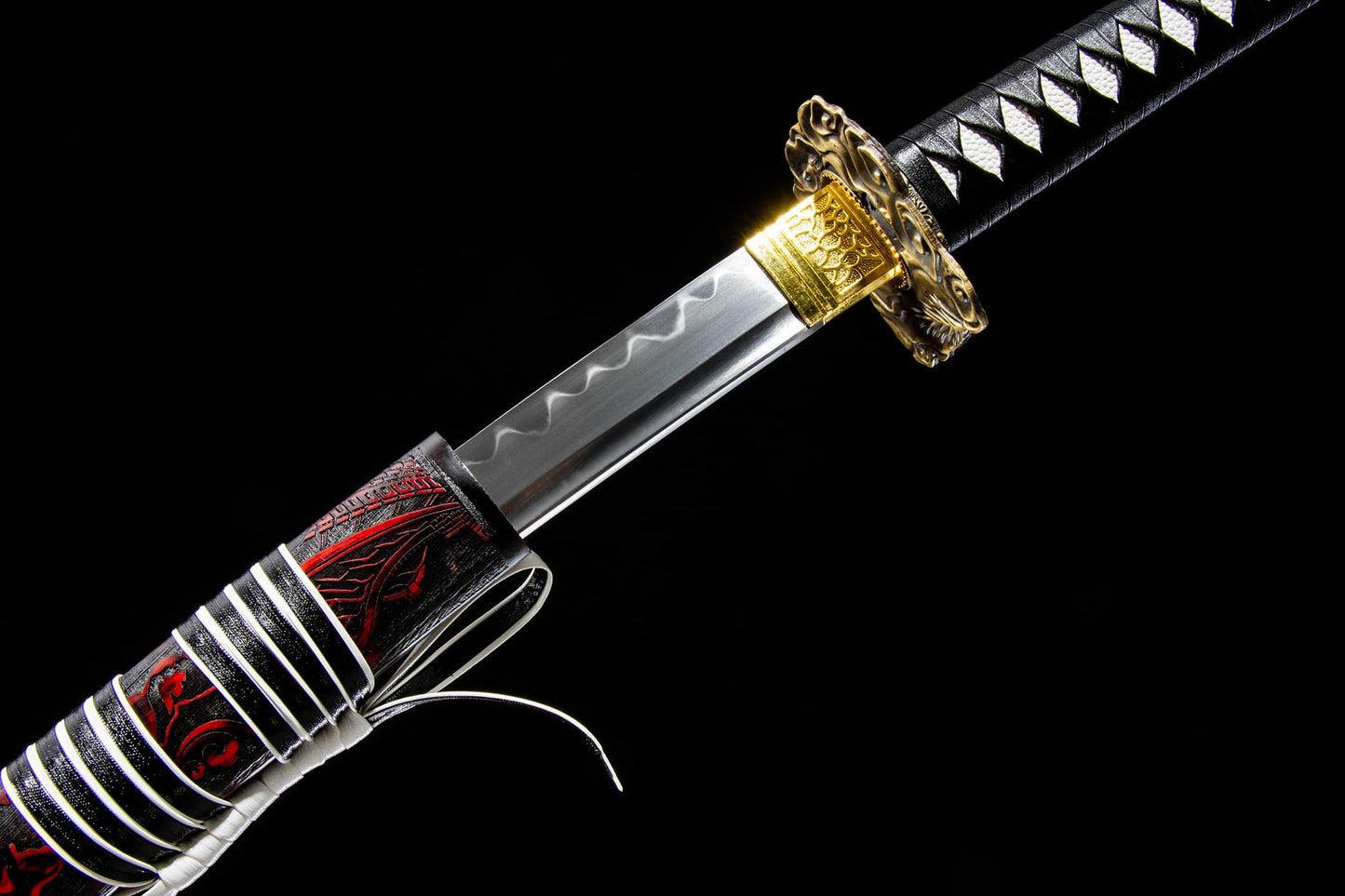 T10 Clay-Tempered Katana – 40.7″ Hamon Blade with Solid-Wood Saya