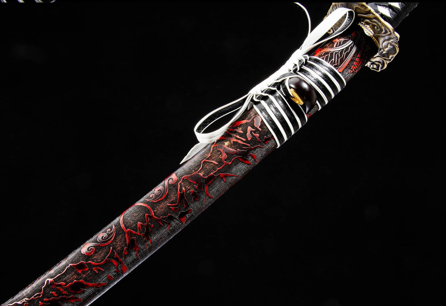 T10 Clay-Tempered Katana – 40.7″ Hamon Blade with Solid-Wood Saya