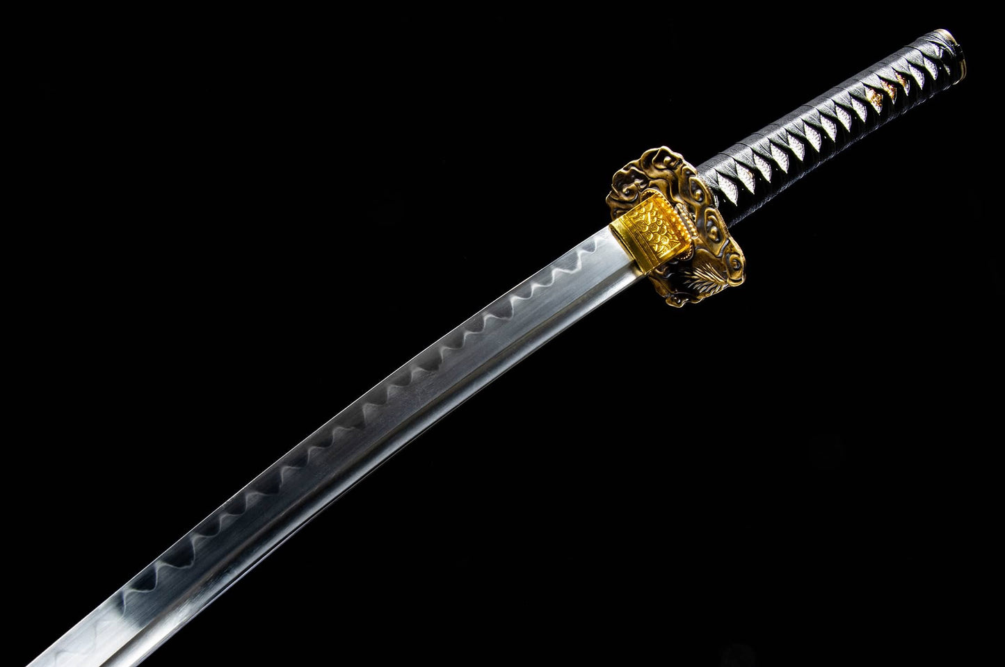 T10 Clay-Tempered Katana – 40.7″ Hamon Blade with Solid-Wood Saya