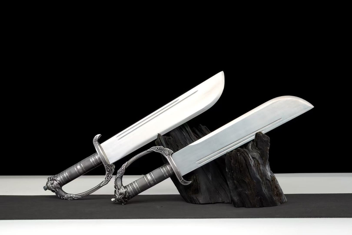 Wing Chun butterfly swords pair with silver dragon handles