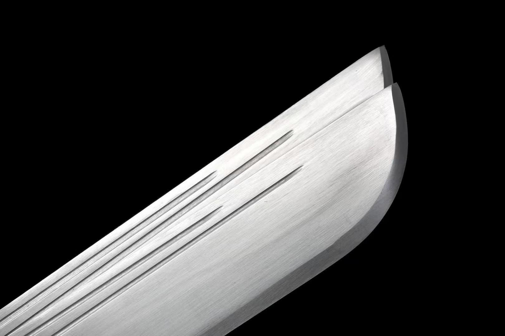 Manganese steel butterfly sword blade and groove detail