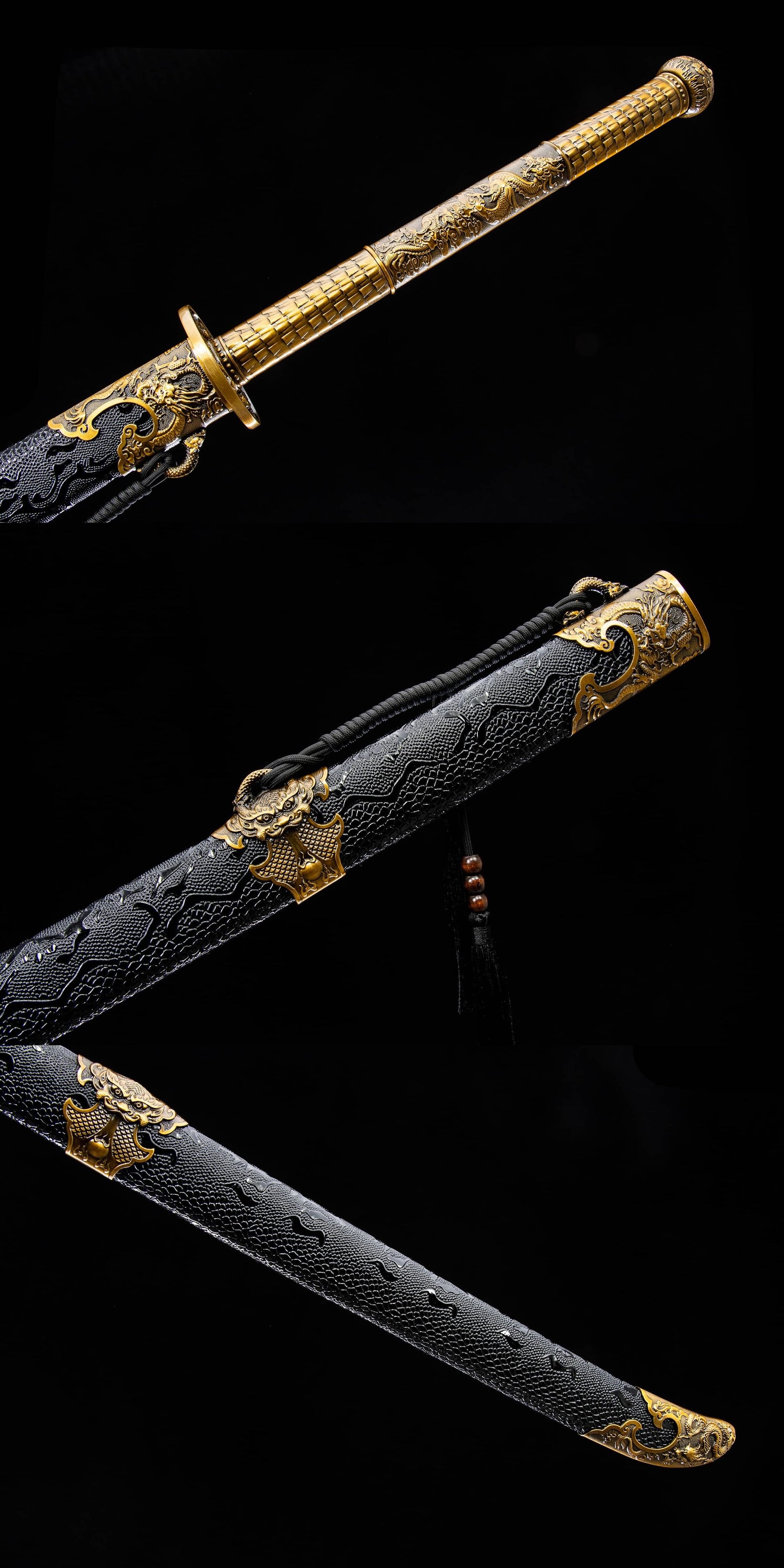 Miao Dao Chinese Broadsword – 55.9″ (142 cm) Manganese Steel Blade & Leather-Wrapped Scabbard