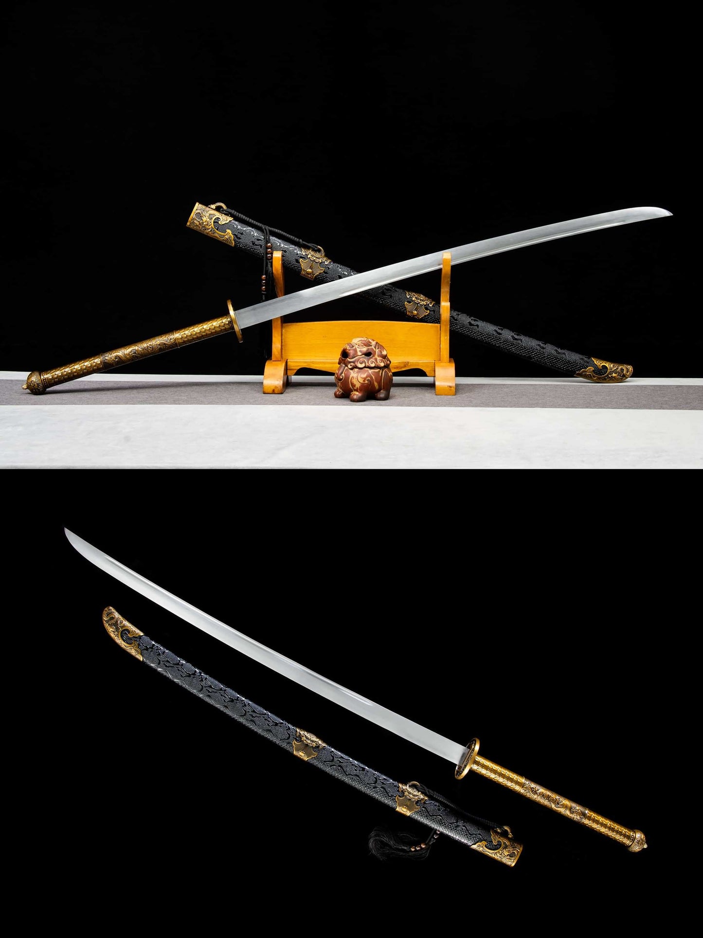 Miao Dao Chinese Broadsword – 55.9″ (142 cm) Manganese Steel Blade & Leather-Wrapped Scabbard