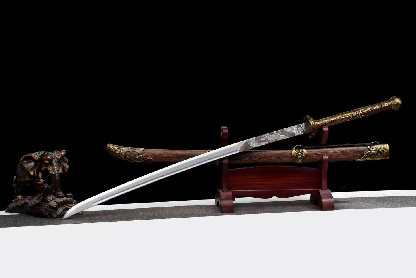 Chinese Miao Dao Sword – Bat Motif Fittings, Manganese Steel Blade