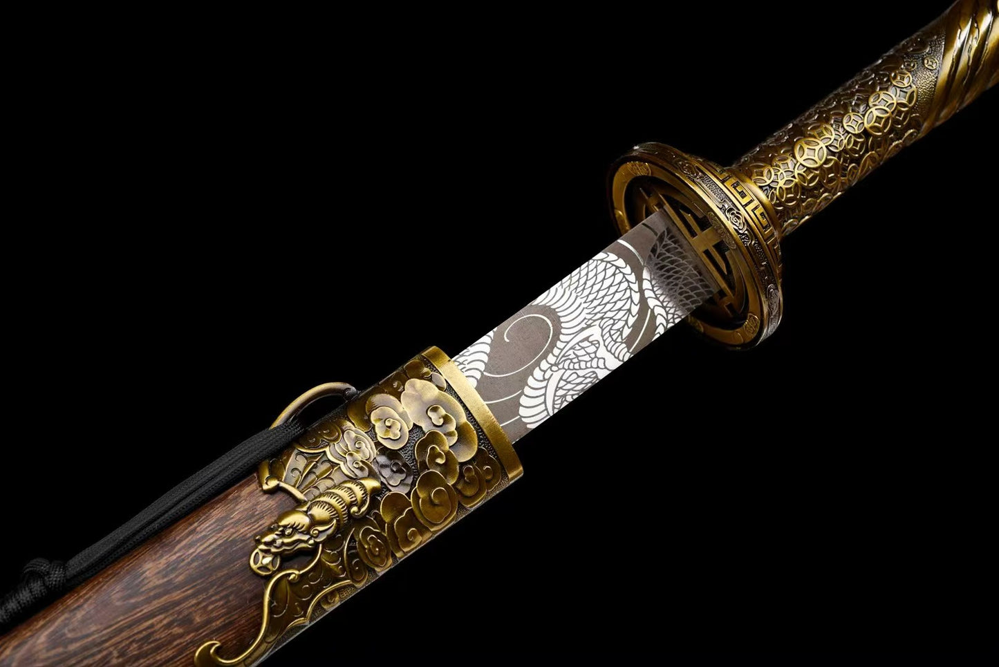 Chinese Miao Dao Sword – Bat Motif Fittings, Manganese Steel Blade