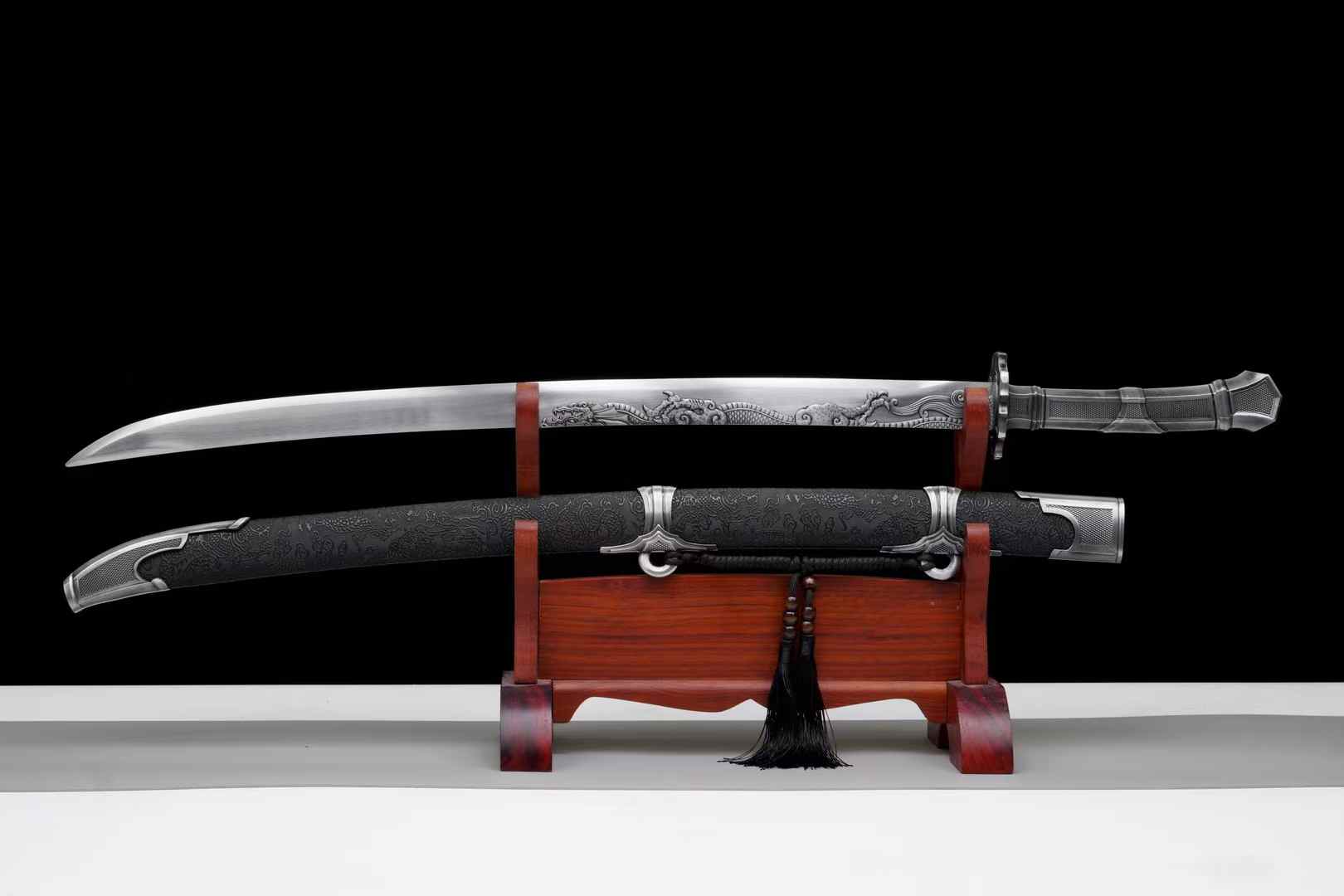 Qing Dao Sword | Hand-Forged Chinese Saber in High Manganese Steel with Qing Dynasty Alloy Fittings
